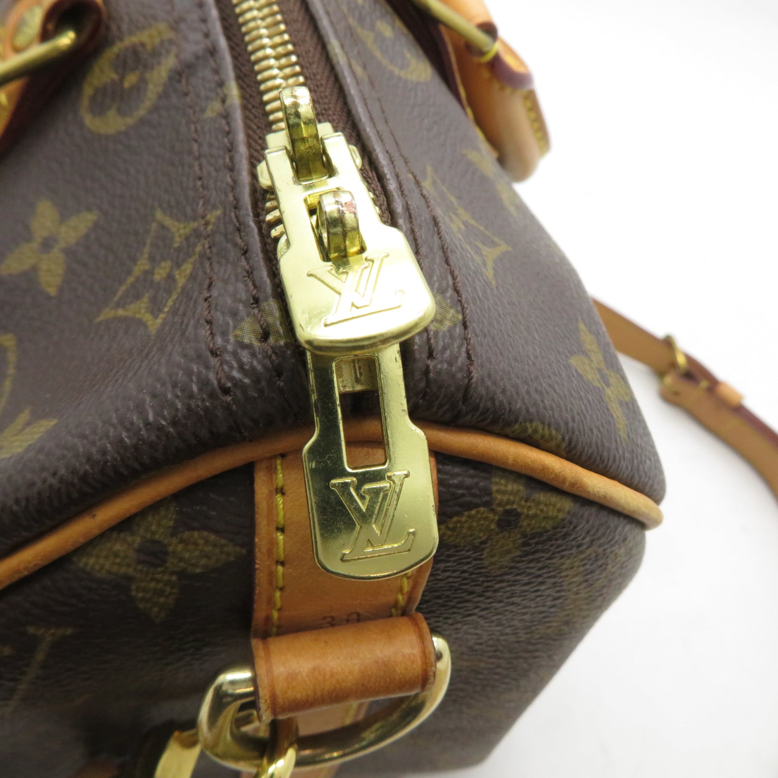 LOUIS VUITTON Monogram Speedy Bandouliere 30金扣手挽肩背兩用袋啡色