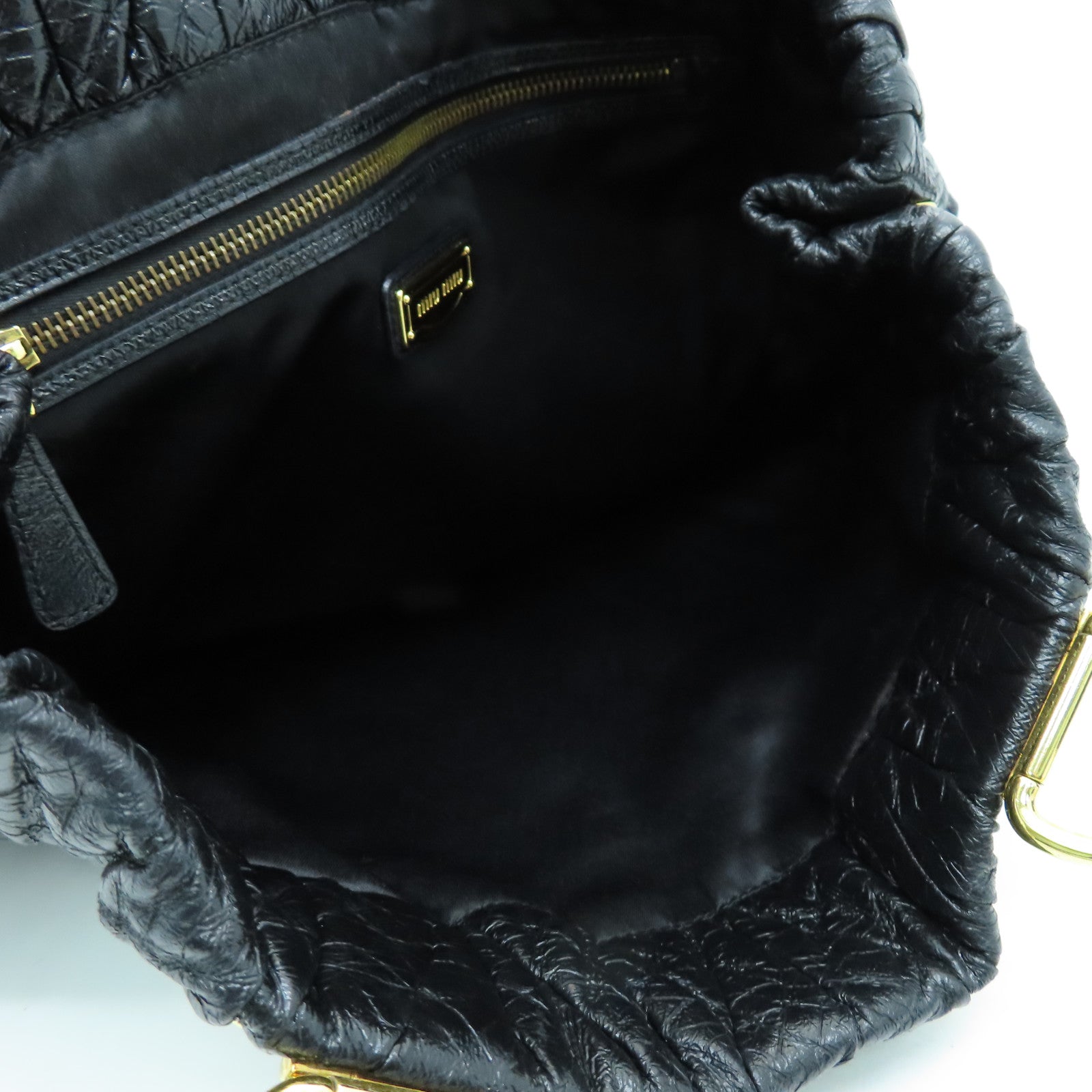 Miu Miu 皮革Handbag金扣手挽袋黑色