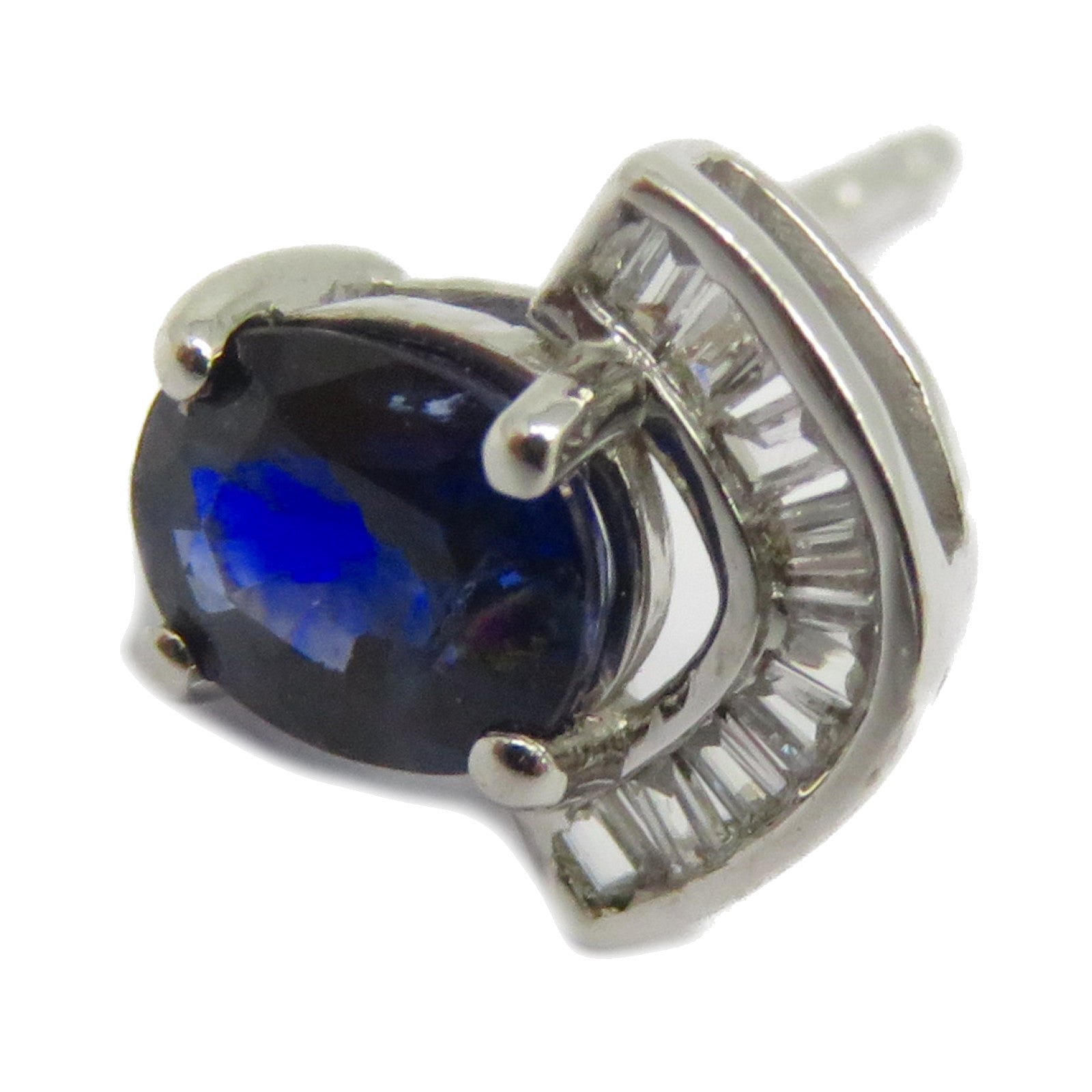 JEWELRY 18K白金Sapphire Earrings 0.95ct藍寶石/0.10ct鑽石耳環藍色/銀色