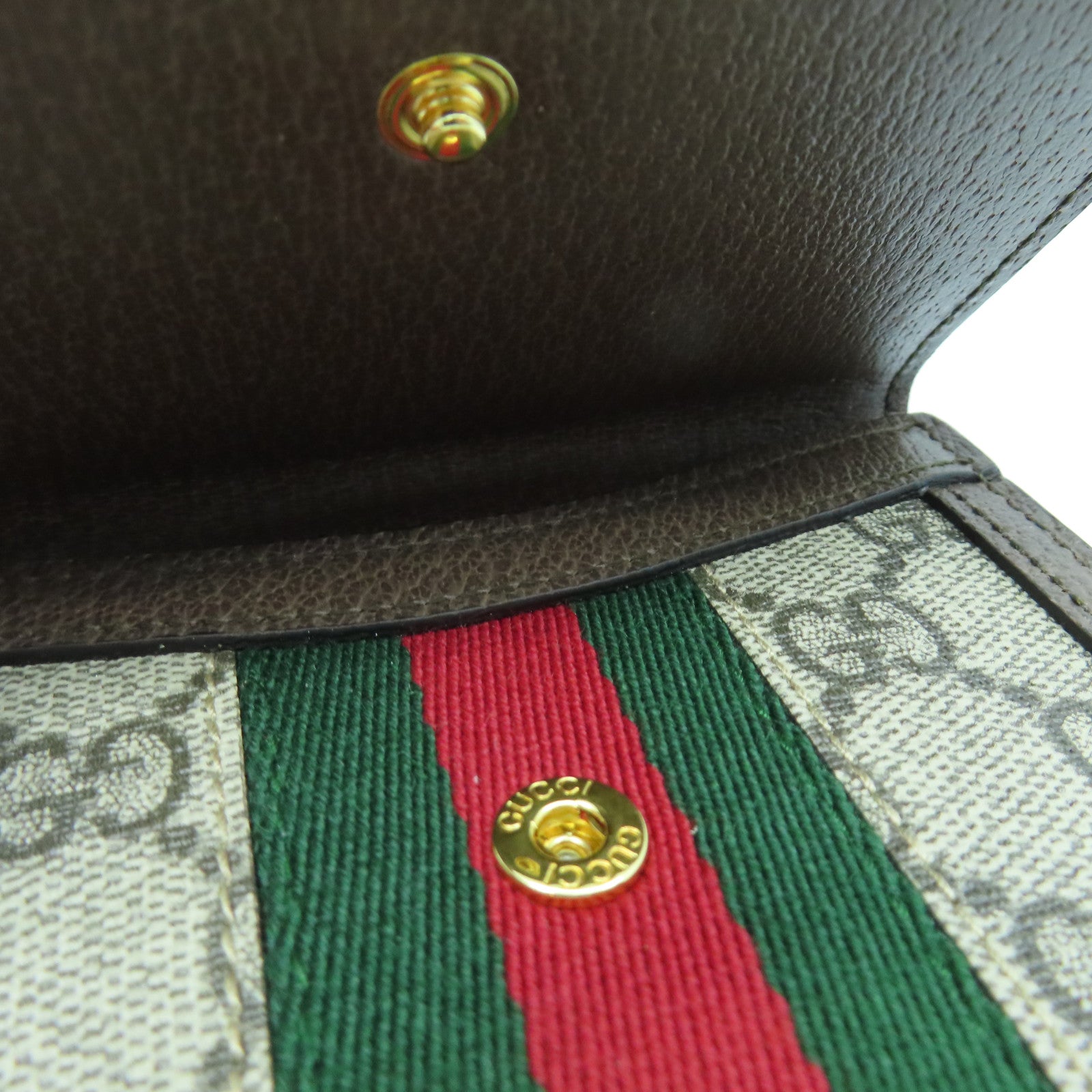 GUCCI 塗層帆布Ophdia GG Supreme金扣錢包棕色