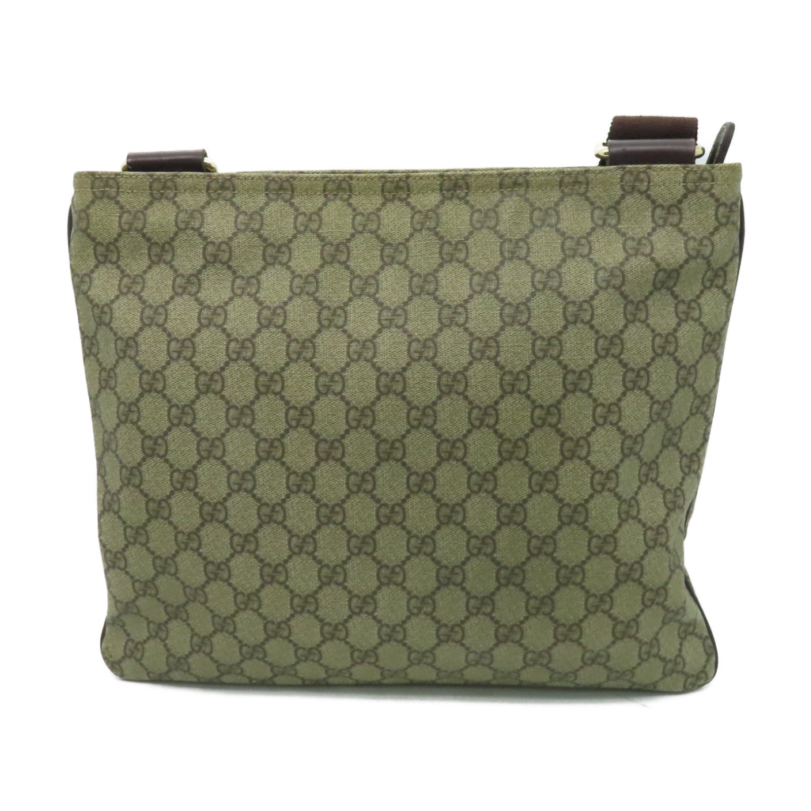 GUCCI 塗層帆布Shoulder Bag金扣肩背袋棕色