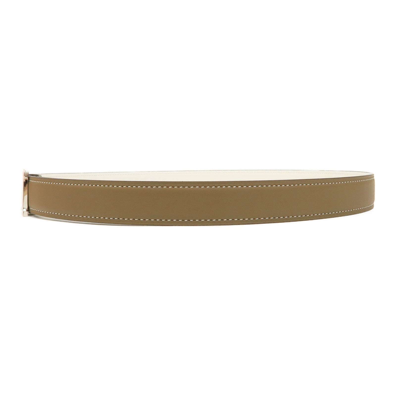 HERMES Swift皮革/Epsom皮革H Buckle Belt 85cm銀扣皮帶大象灰色