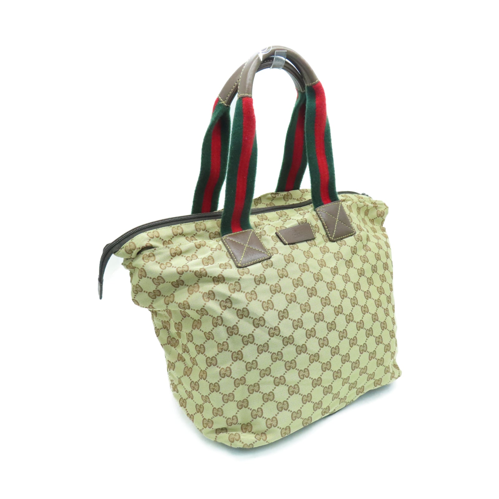 GUCCI 【激減優惠】帆布Tote Bag銀扣手挽袋棕色