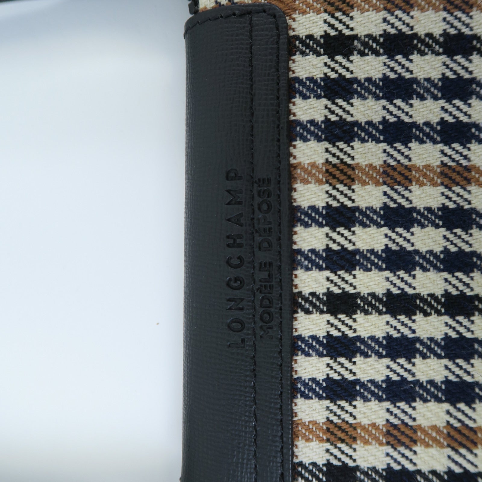 Longchamp 棉質Shoulder Bag銀扣肩背袋藍色/米色