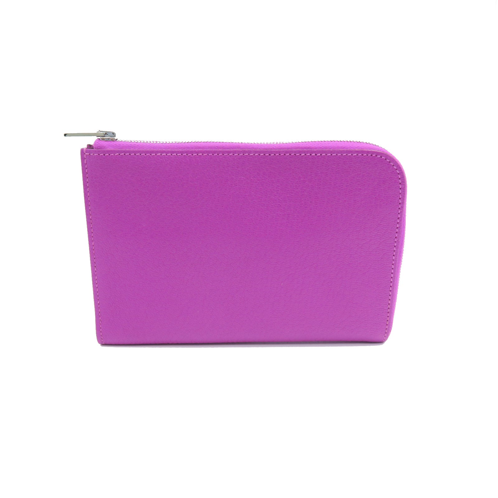 HERMES Chevre Leather Remix ID Silver Buckle Clutch Purple