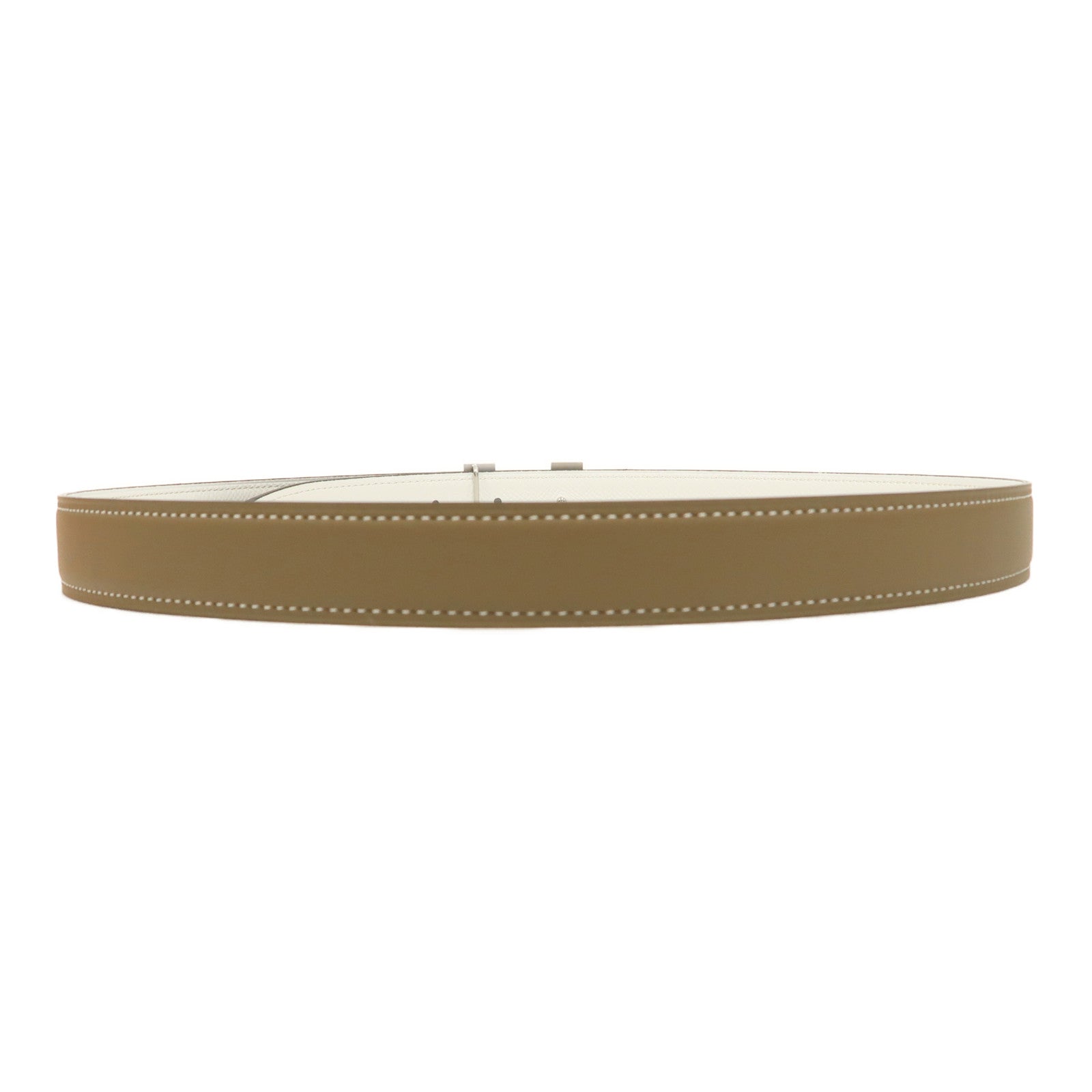 HERMES Swift皮革/Epsom皮革H Buckle Belt 85cm銀扣皮帶大象灰色