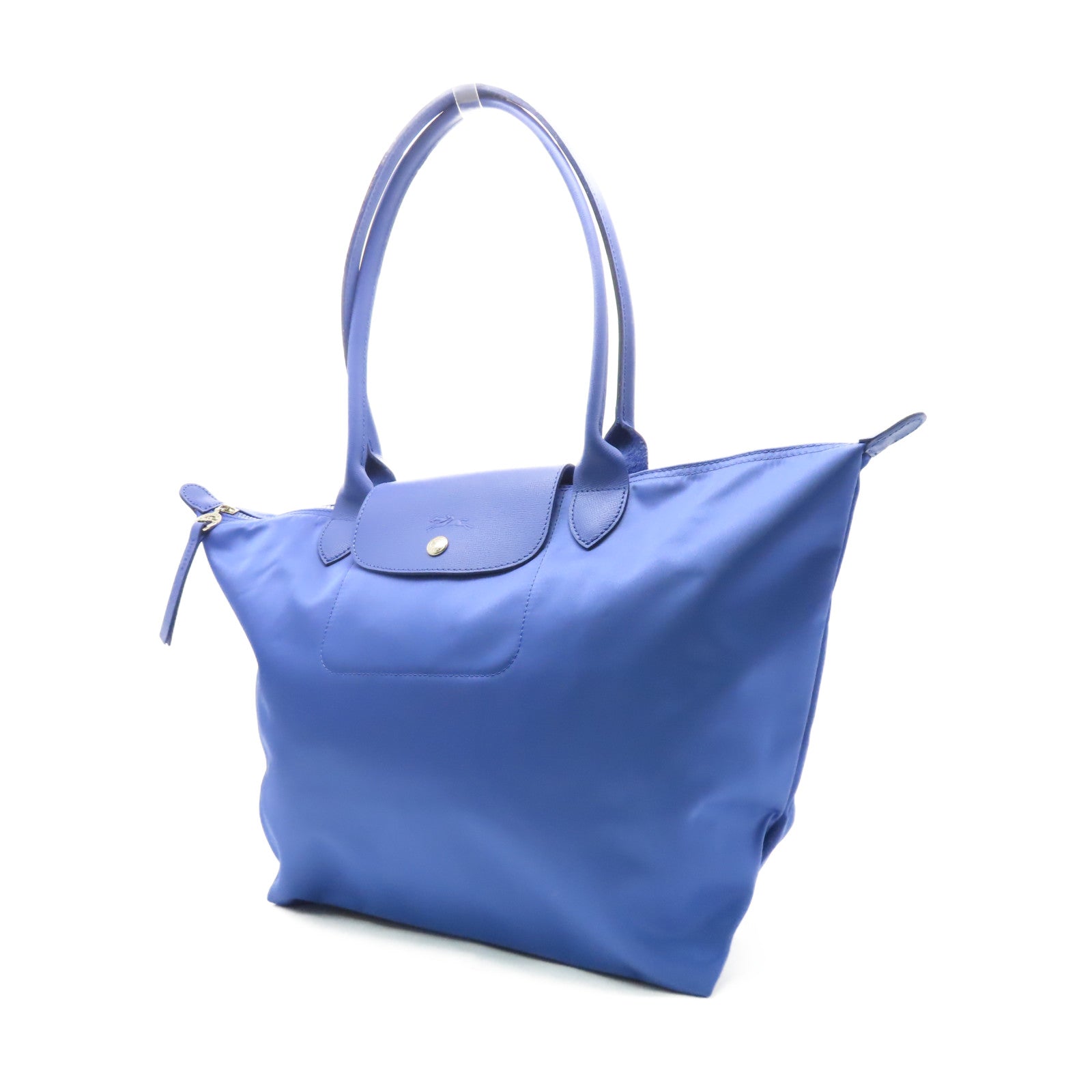 Longchamp 尼龍Hand Bag銀扣肩背袋藍色