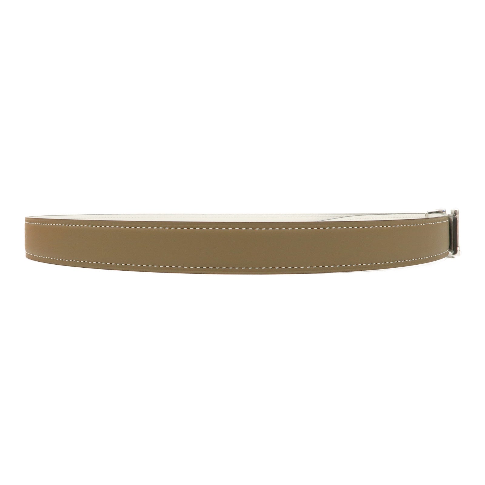 HERMES Swift皮革/Epsom皮革H Buckle Belt 85cm銀扣皮帶大象灰色