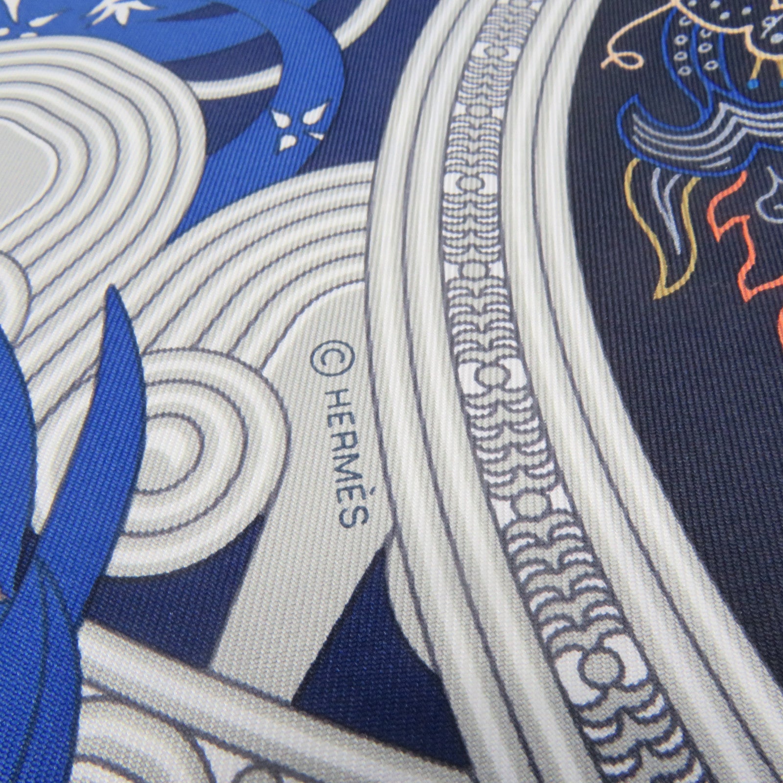 HERMES 絲質Scarf 90x90絲巾藍色/彩色