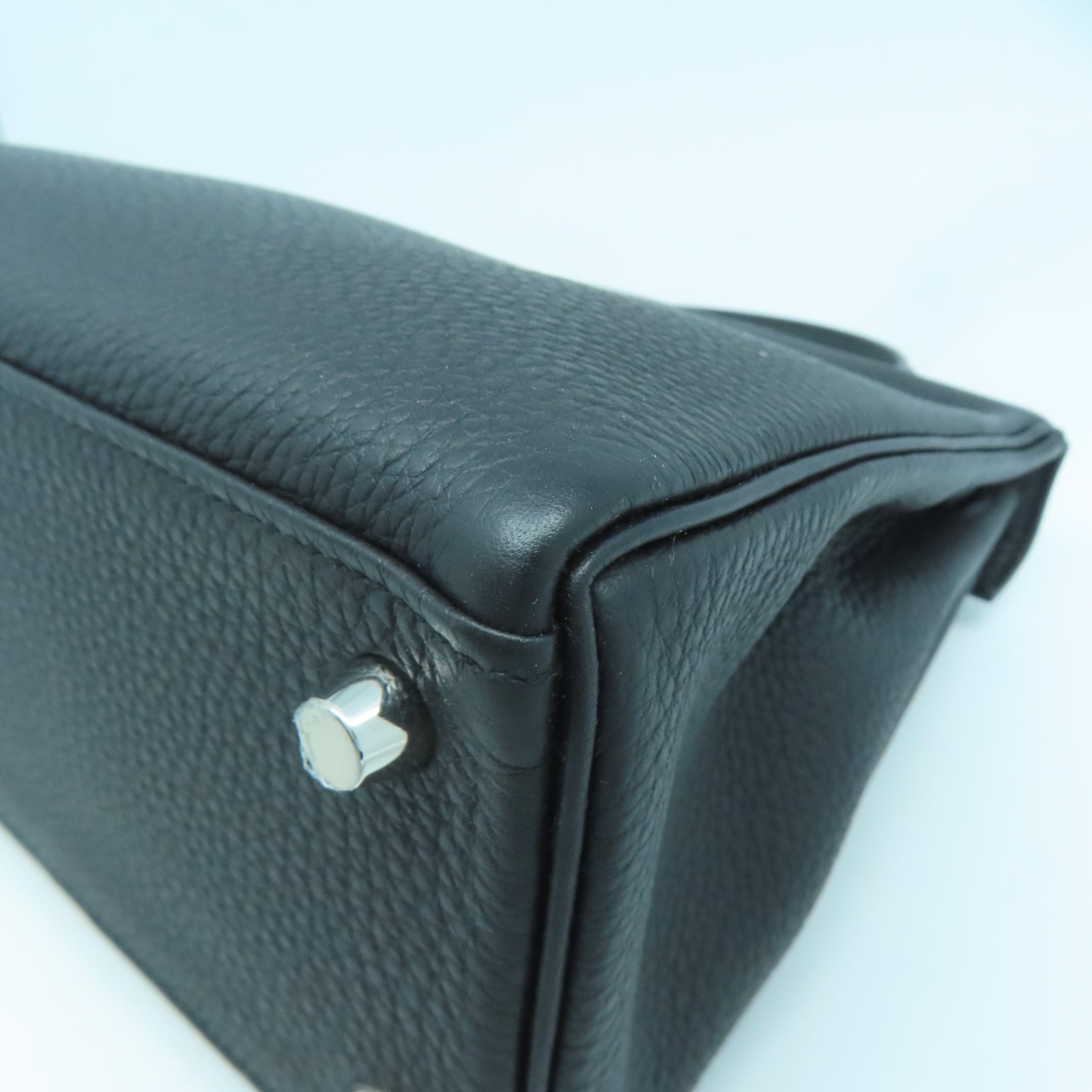 HERMES 【激減優惠】Clemence皮革Kelly 25銀扣手挽肩背兩用袋黑色