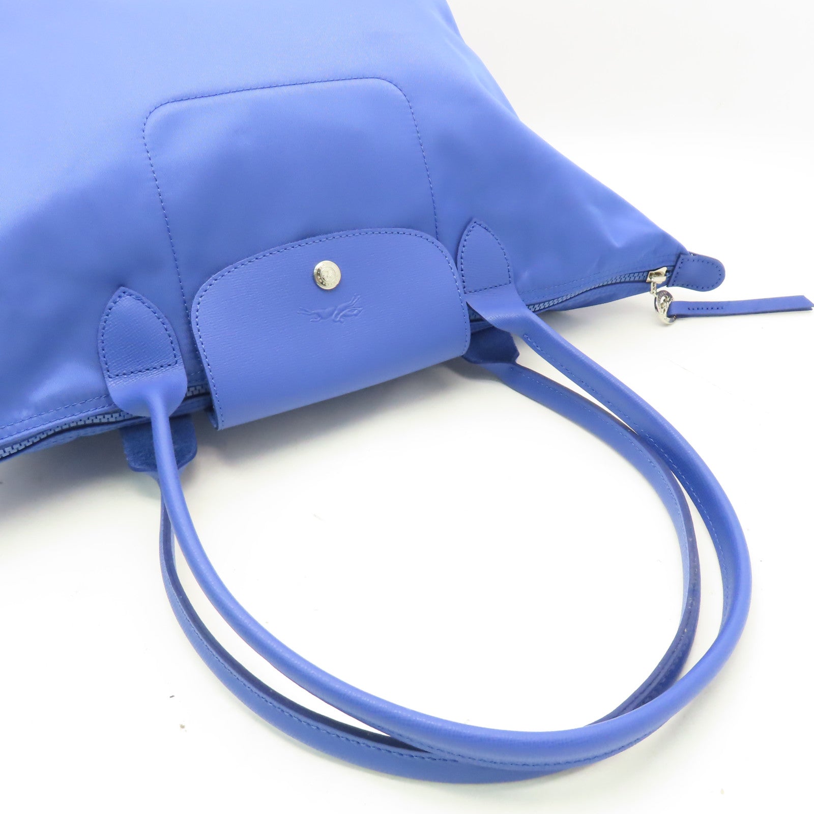 Longchamp 尼龍Hand Bag銀扣肩背袋藍色