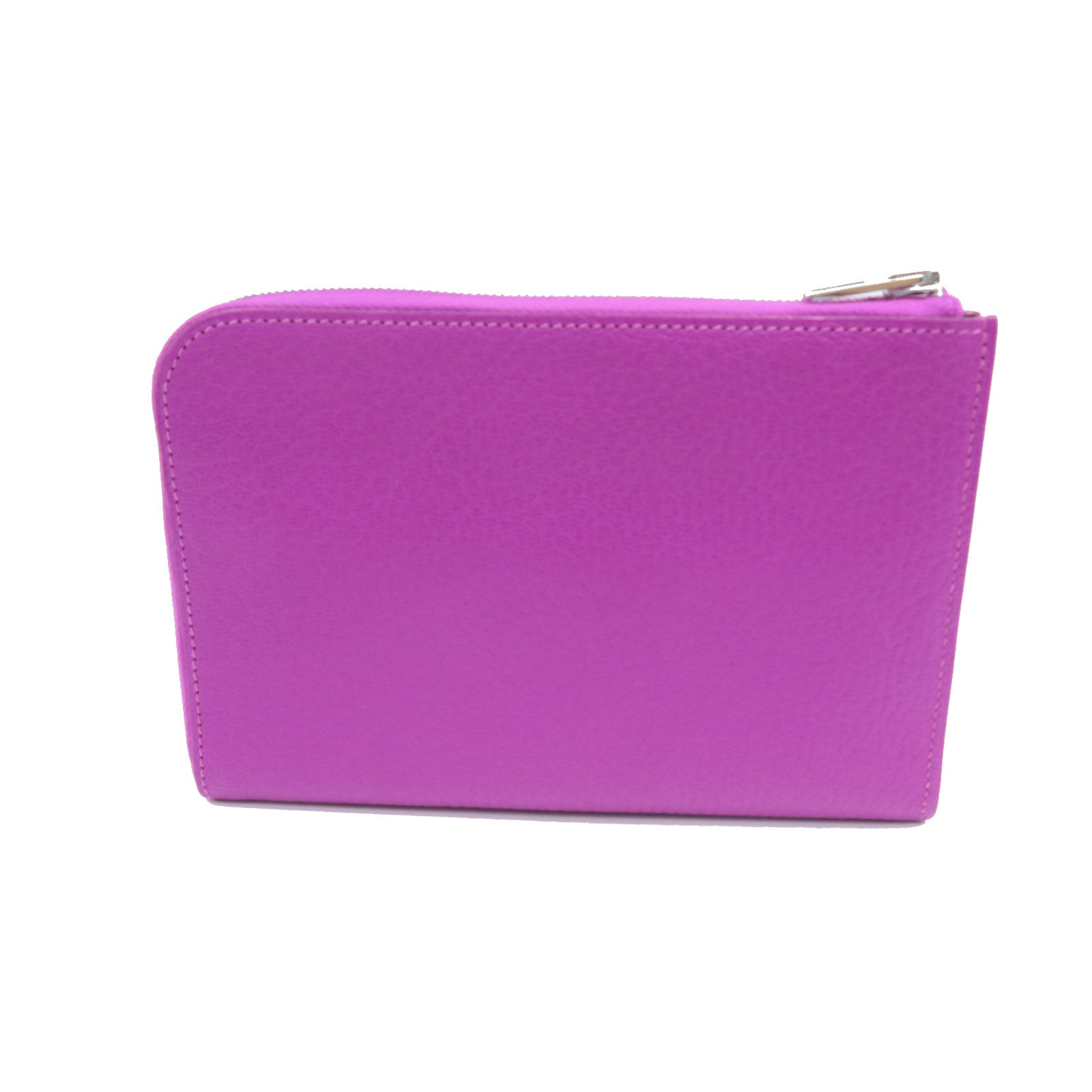 HERMES Chevre Leather Remix ID Silver Buckle Clutch Purple