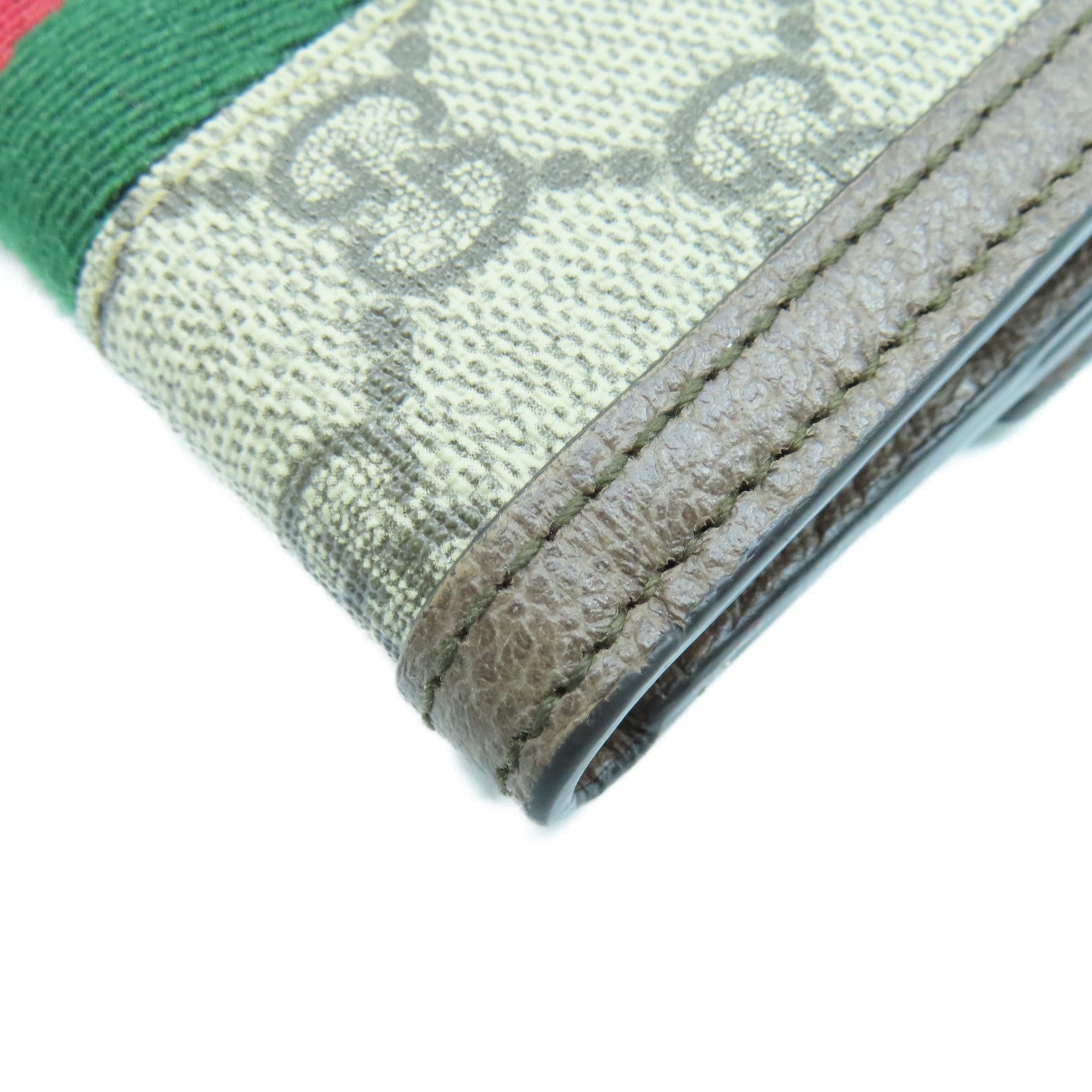 GUCCI 塗層帆布Ophdia GG Supreme金扣錢包棕色