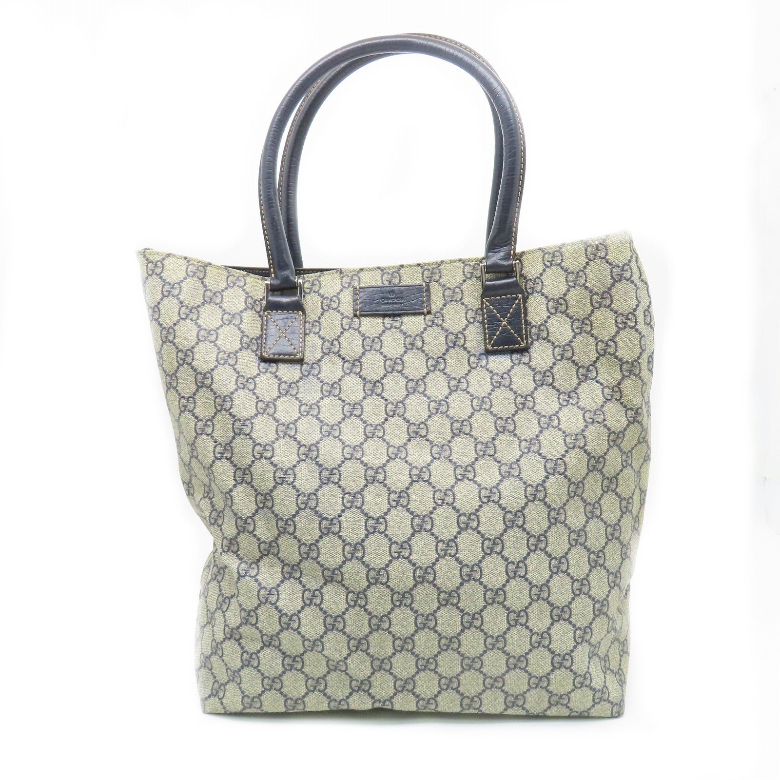 GUCCI 塗層帆布Hand Bag銀扣肩背袋啡色/藍色