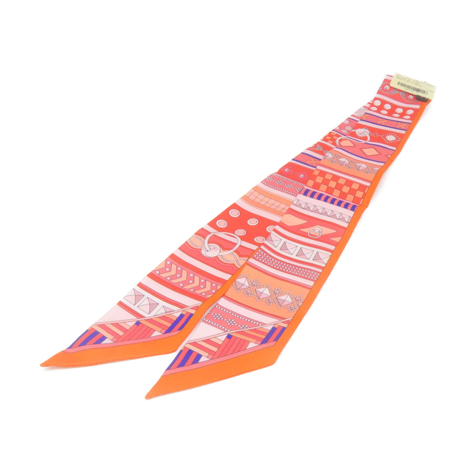 HERMES 【激減優惠】絲質Twilly Scarf絲巾橙色/彩色