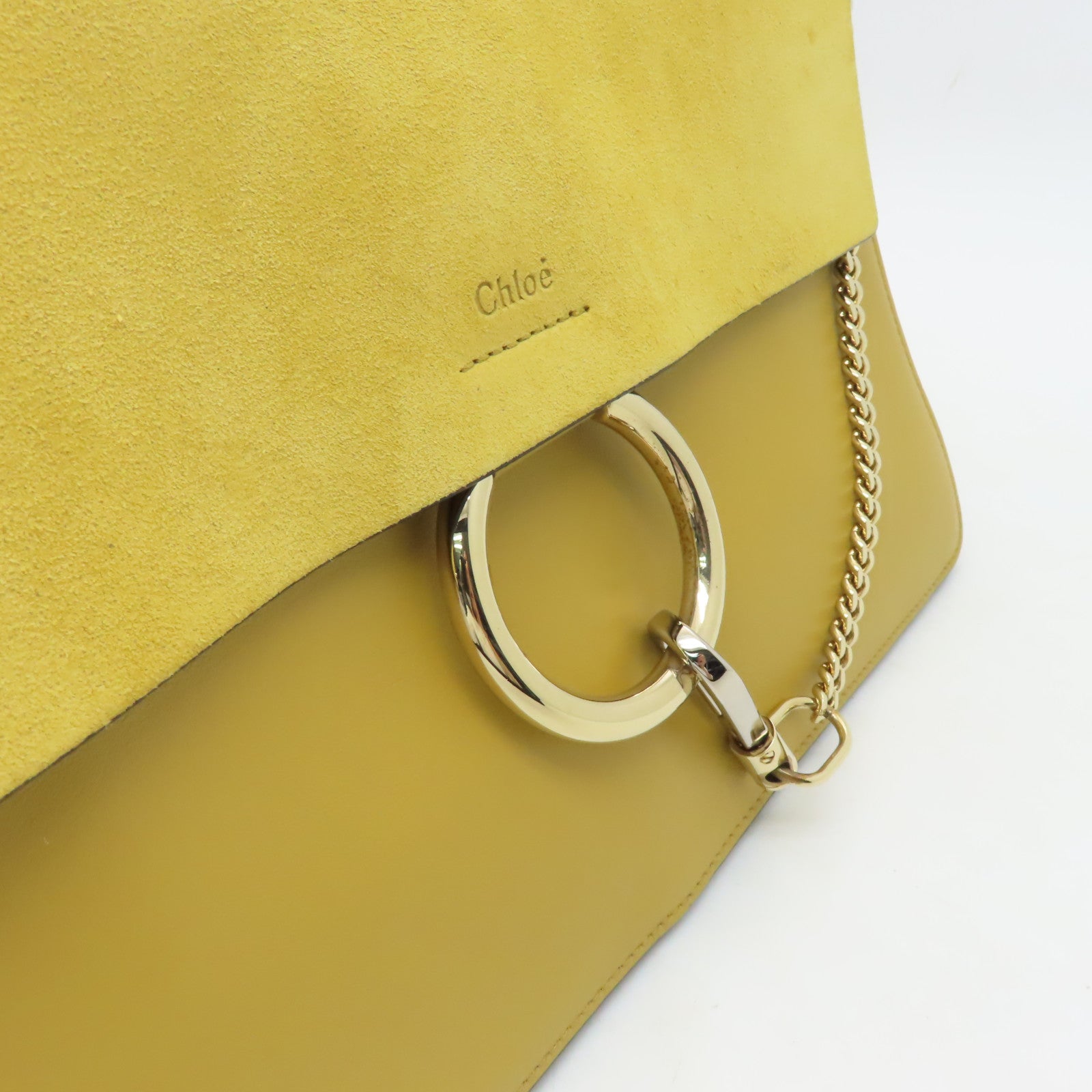 Chloe 牛皮皮革Shoulder Bag金扣肩背袋黃色