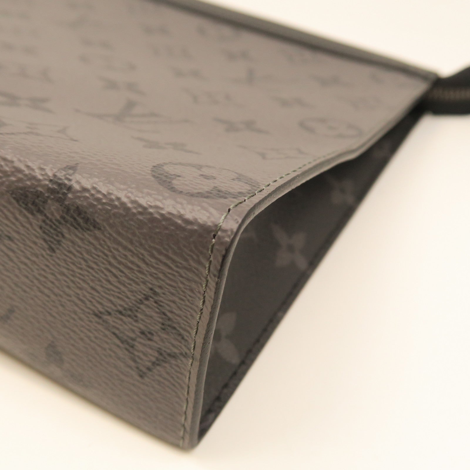 LOUIS VUITTON Monogram Pochette Voyage MM Silver Buckle Handbag Gray