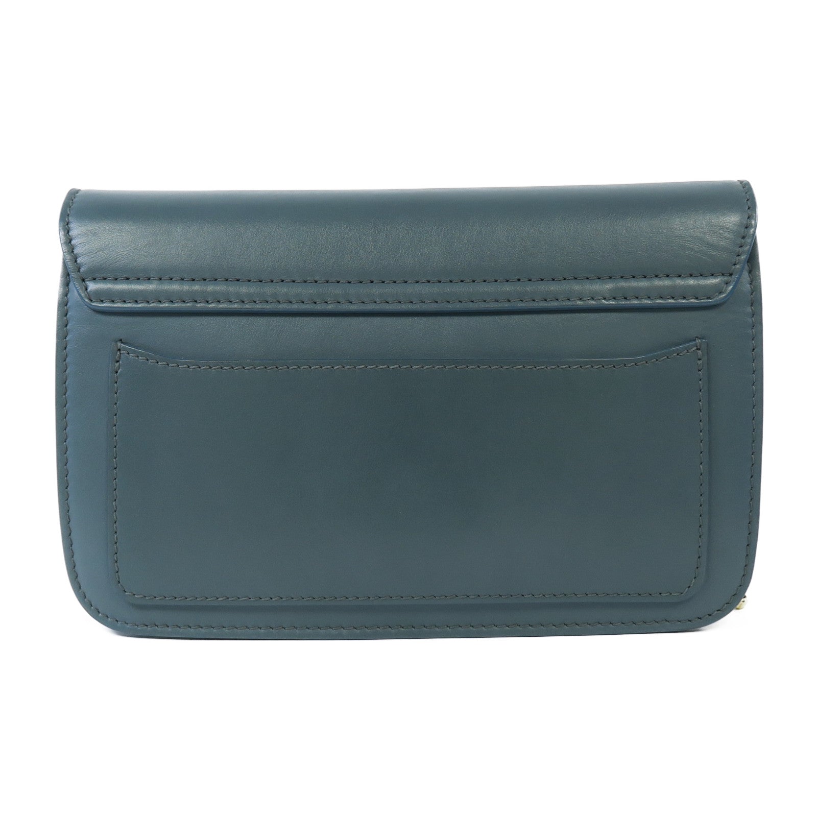 Chloe 牛皮皮革Shoulder Bag金扣肩背袋藍色