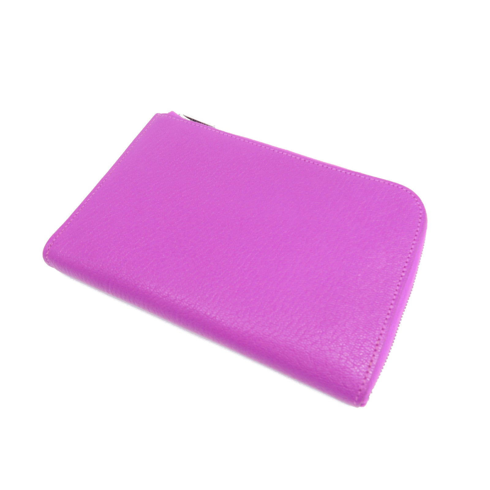 HERMES Chevre Leather Remix ID Silver Buckle Clutch Purple
