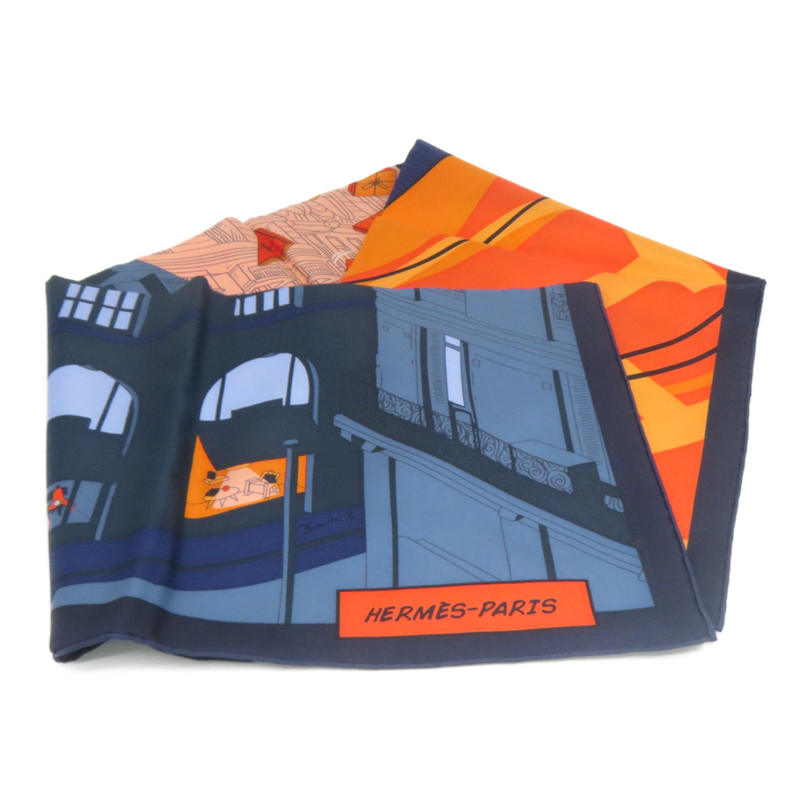 HERMES 絲質Scarf絲巾藍色