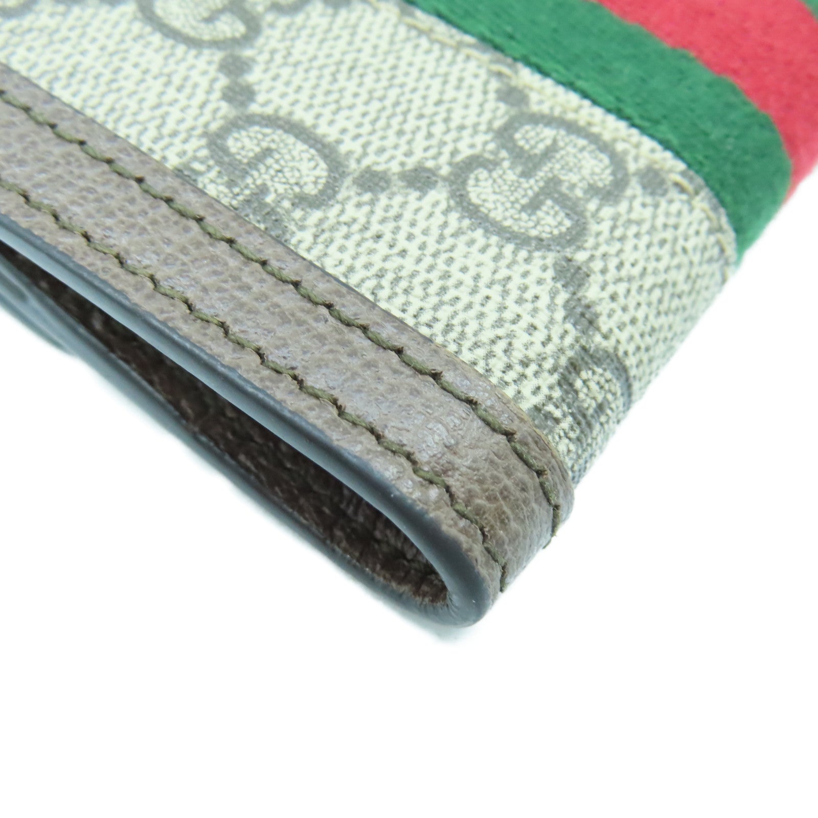GUCCI 塗層帆布Ophdia GG Supreme金扣錢包棕色