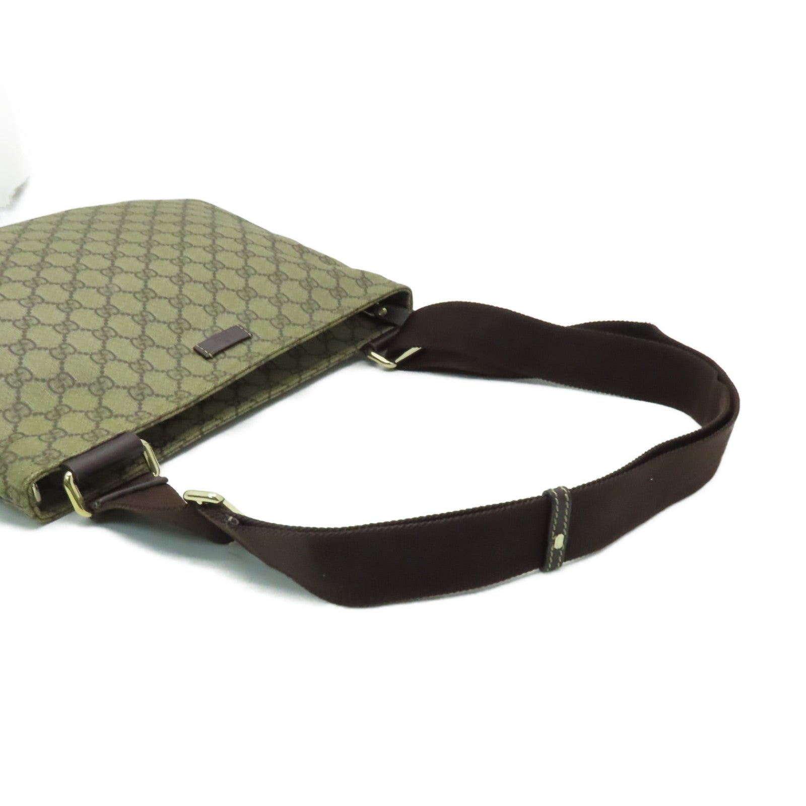 GUCCI 塗層帆布Shoulder Bag金扣肩背袋棕色