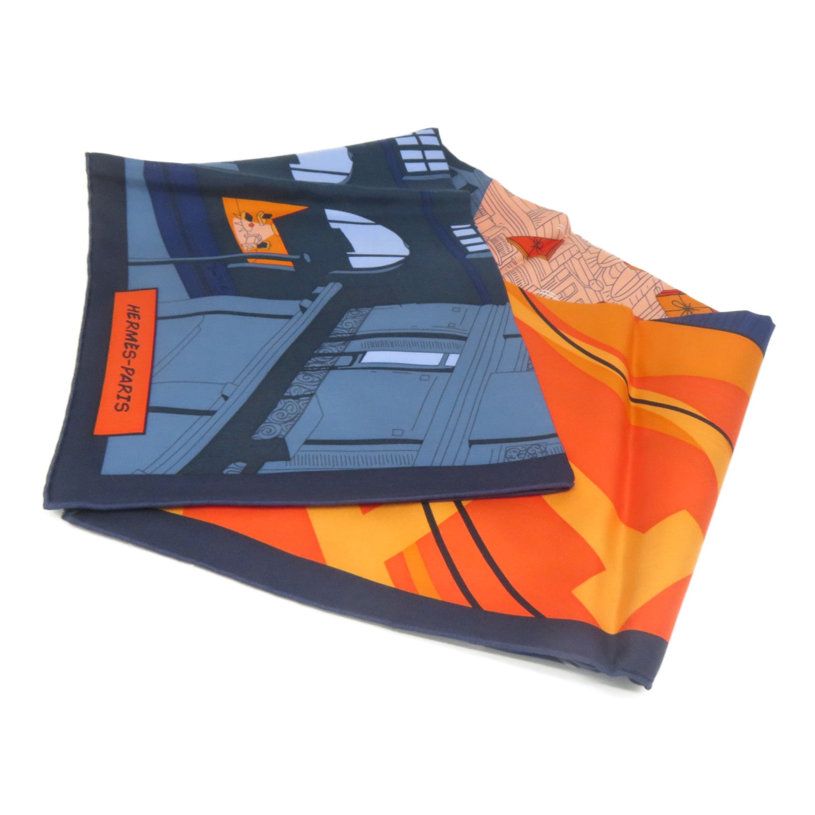HERMES 絲質Scarf絲巾藍色