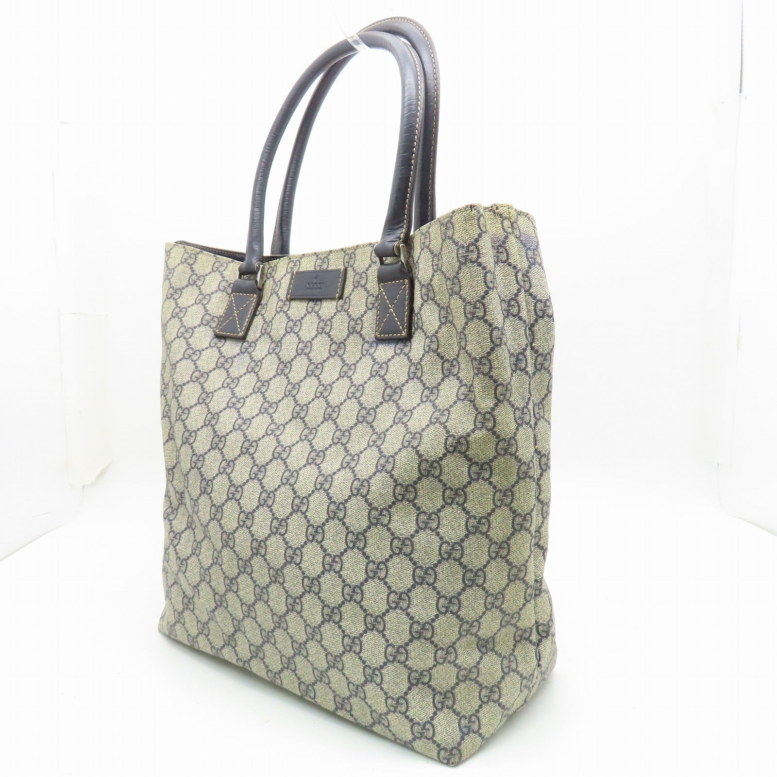 GUCCI 塗層帆布Hand Bag銀扣肩背袋啡色/藍色