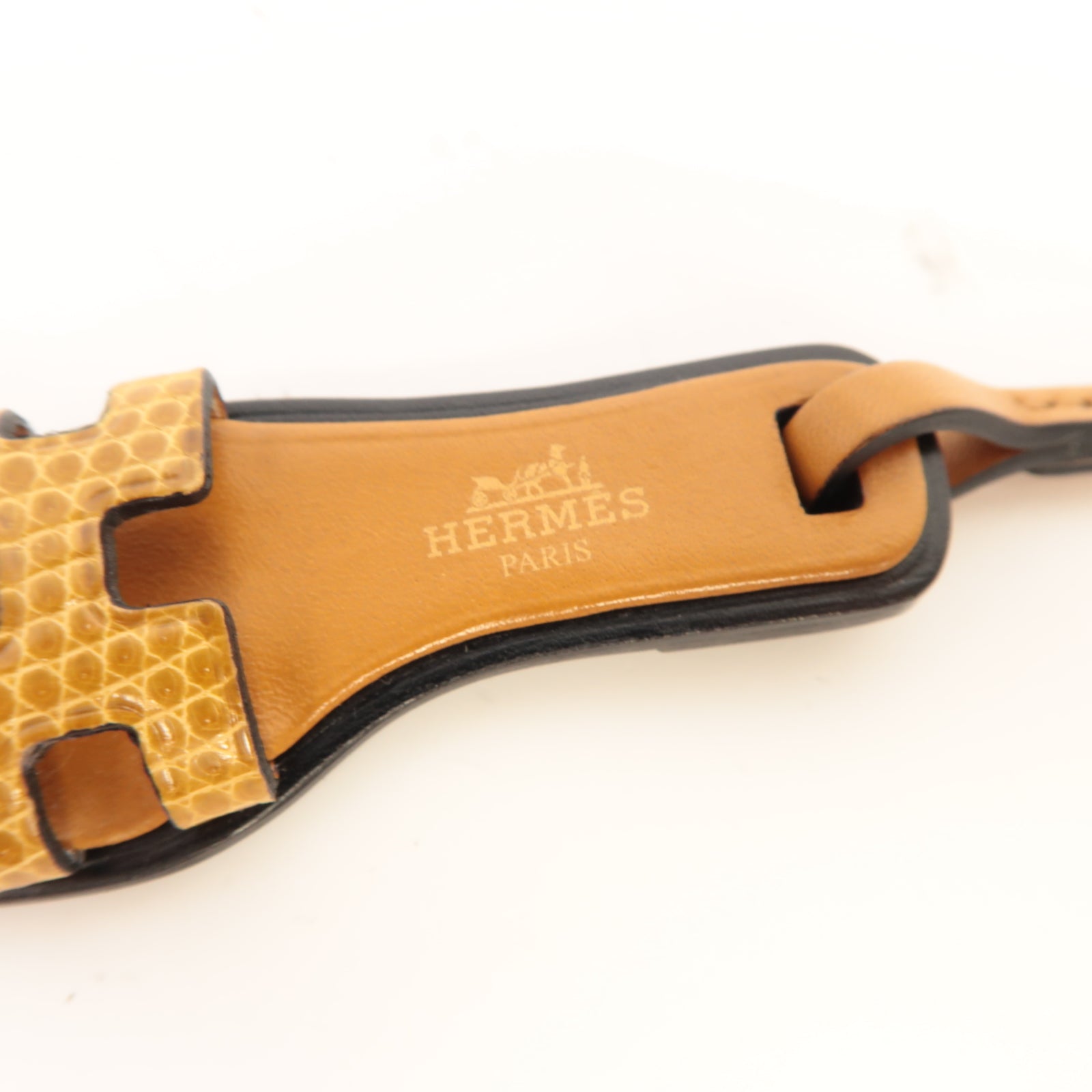 HERMES 蜥蝪皮革Oran Charm掛飾啡色