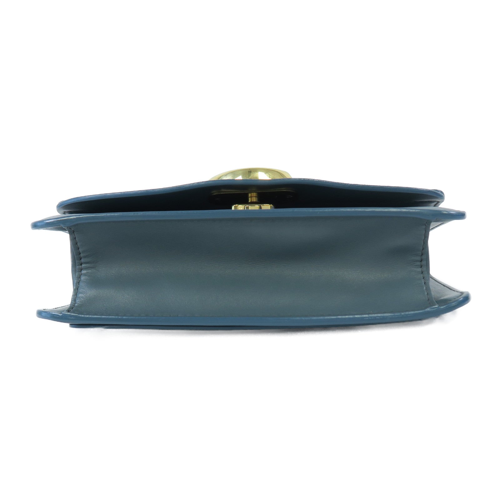 Chloe 牛皮皮革Shoulder Bag金扣肩背袋藍色