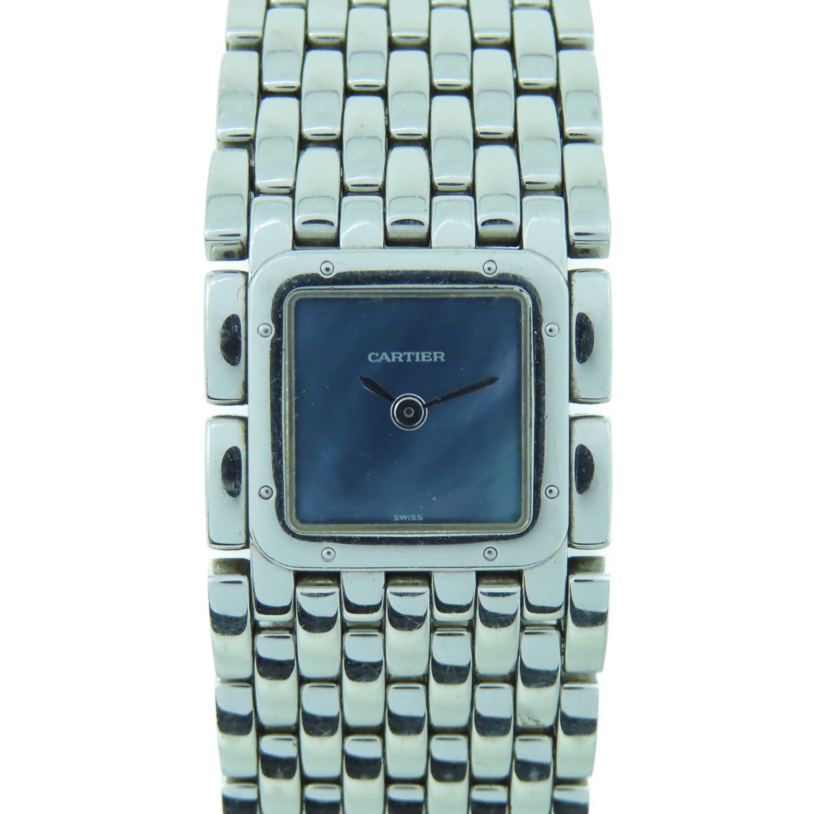 CARTIER Panthere Ruban不鏽鋼手錶石英機芯藍色
