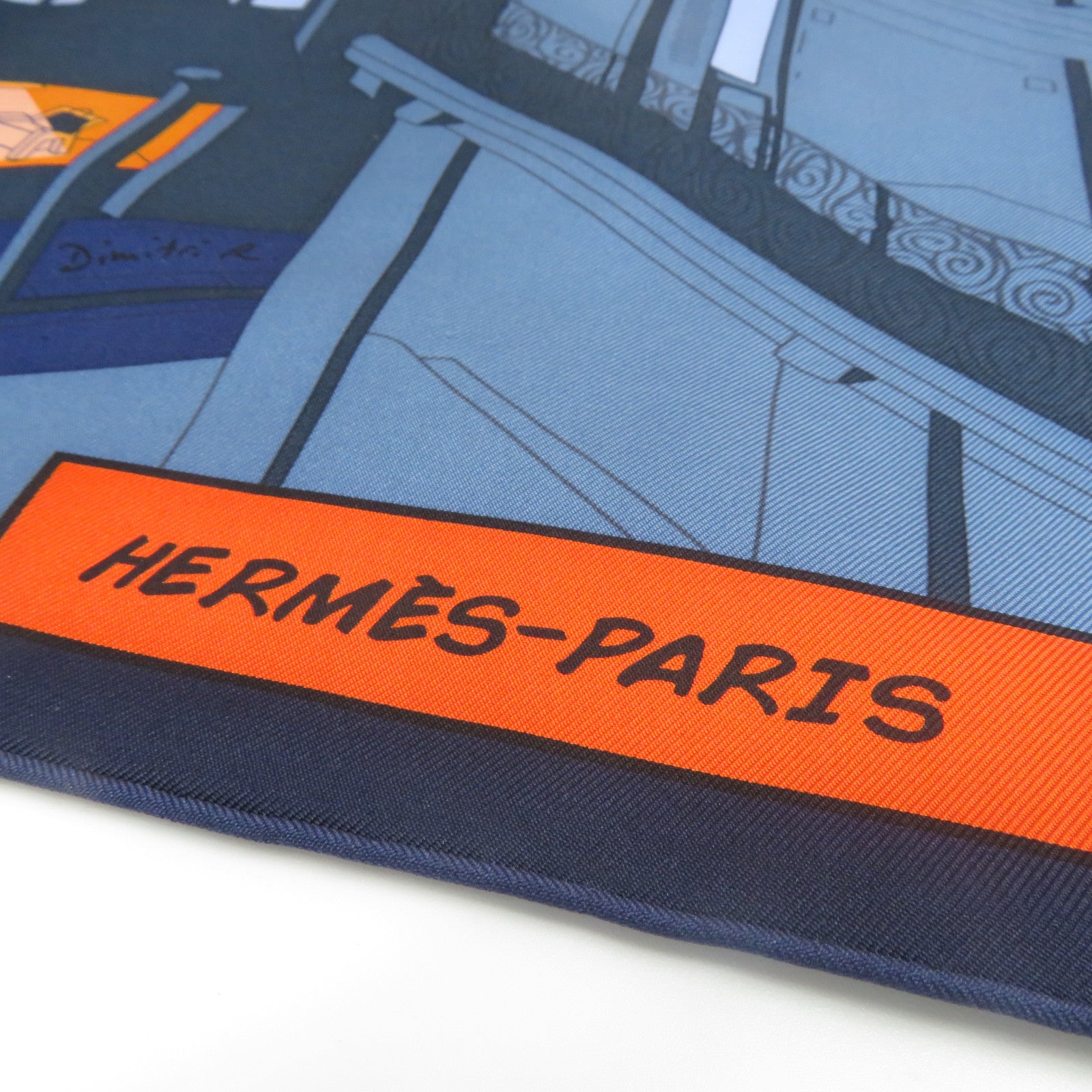 HERMES 絲質Scarf絲巾藍色