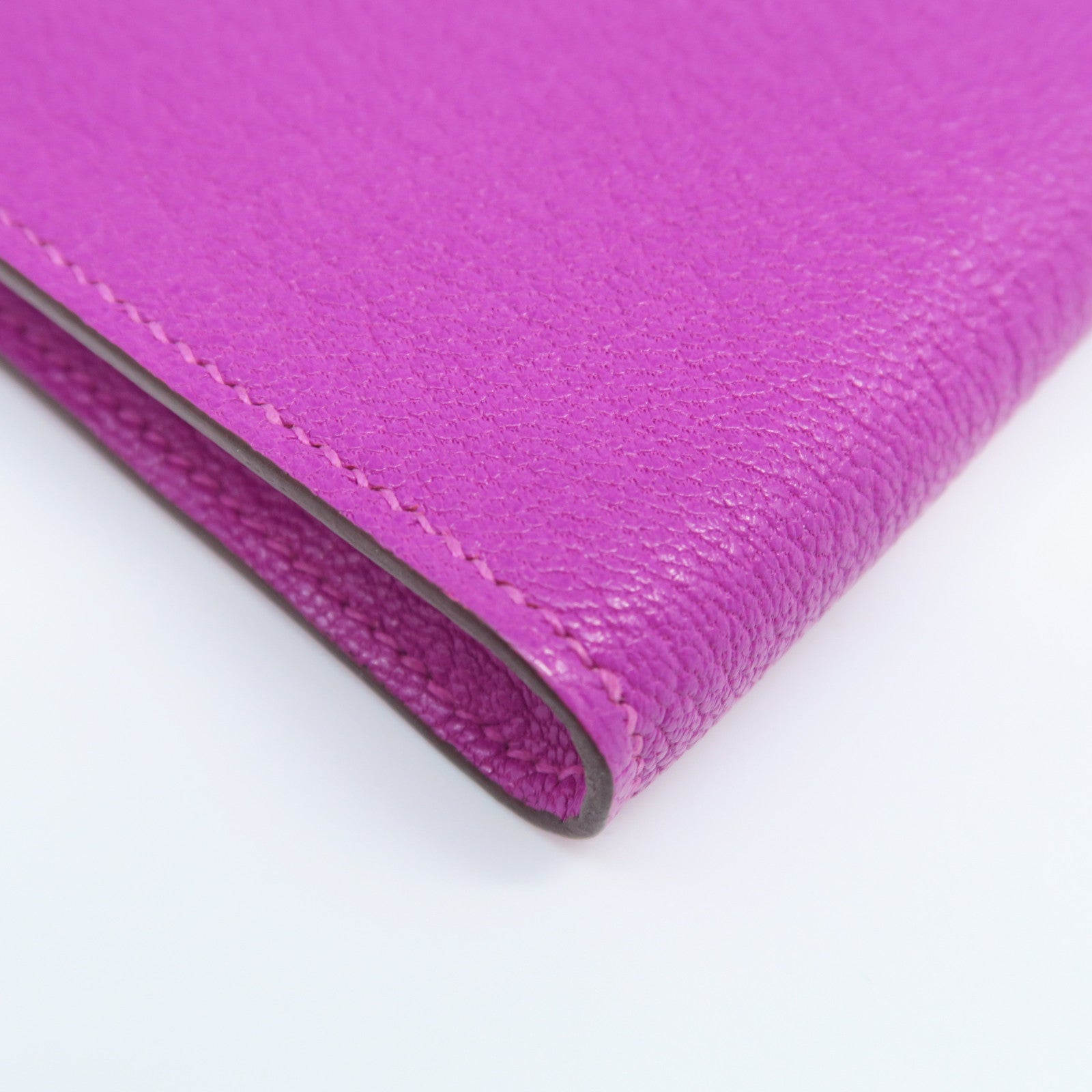 HERMES Chevre Leather Remix ID Silver Buckle Clutch Purple
