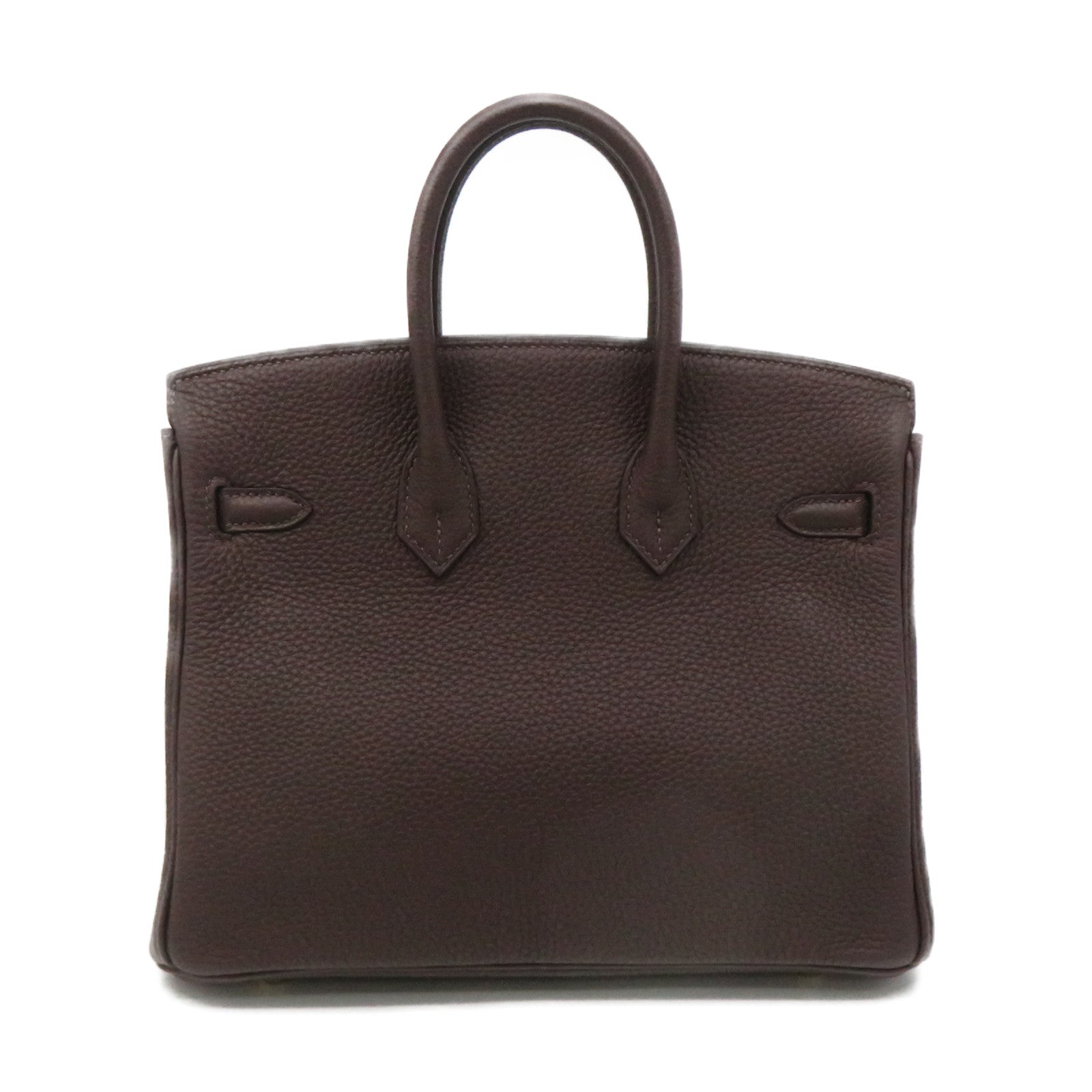 HERMES Togo Leather Birkin 25 Hand Bag Gold Buckle Hand Bag Chocolate Brown