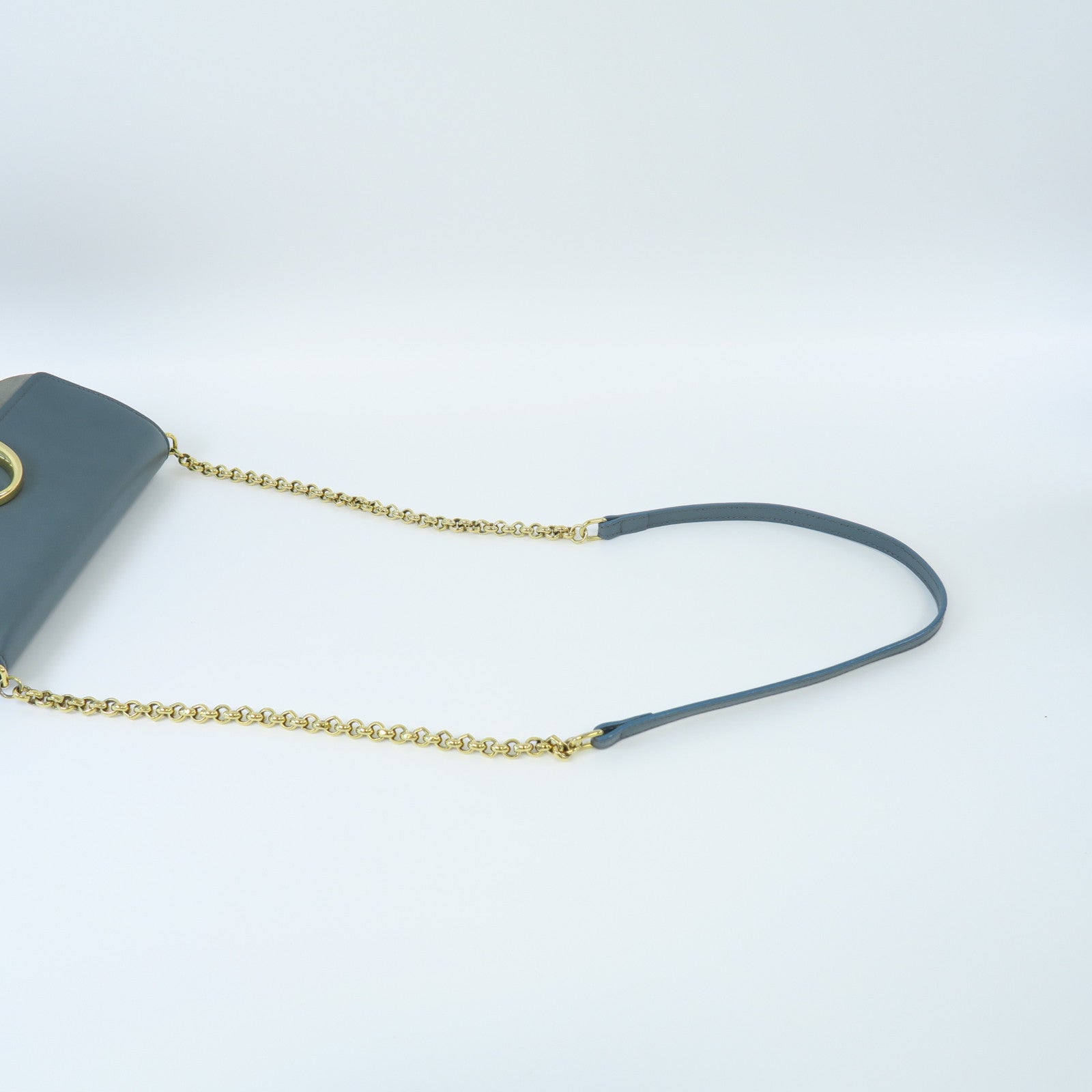 Chloe 牛皮皮革Shoulder Bag金扣肩背袋藍色