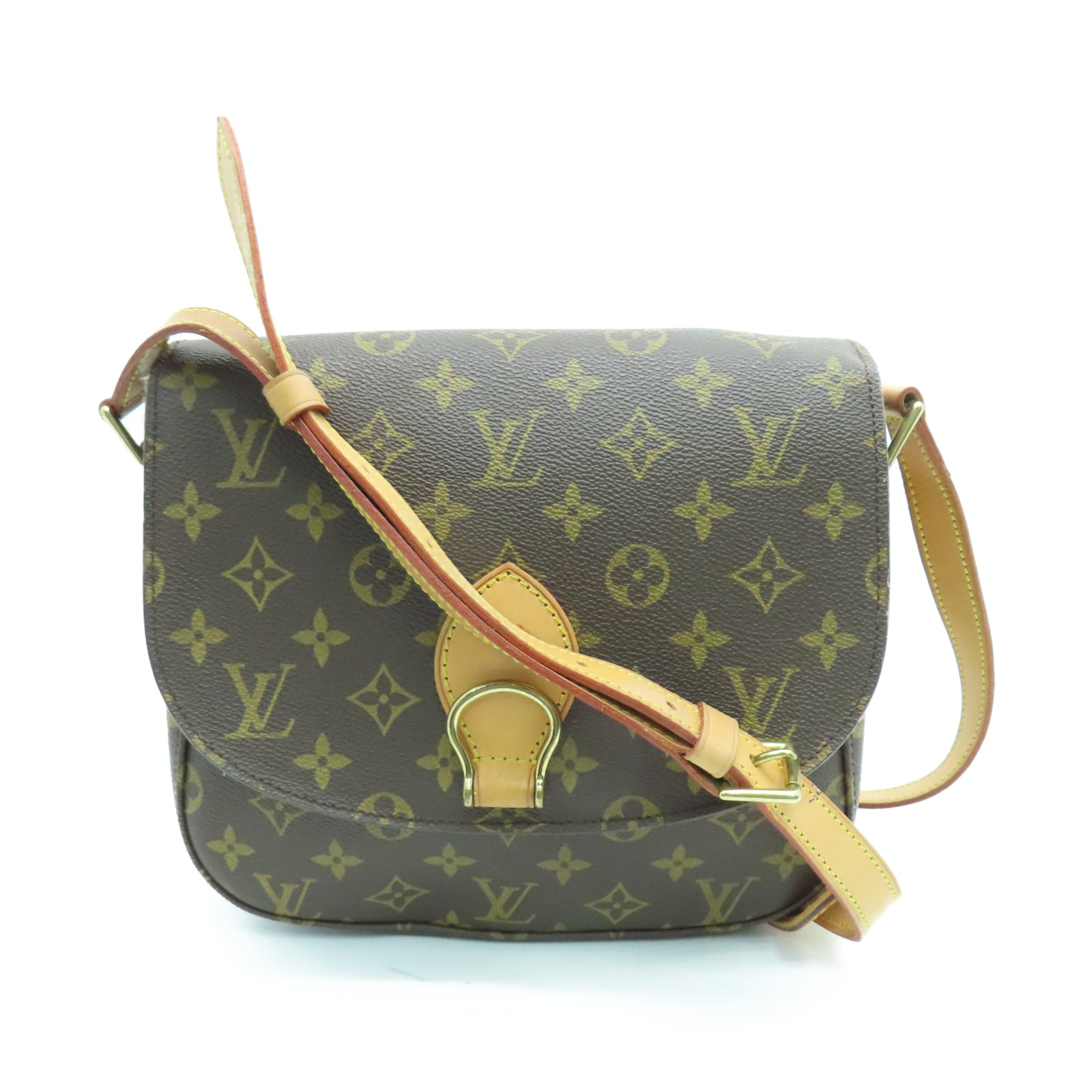 LOUIS VUITTON Monogram Saint Cloud Gold Buckle Shoulder Bag Brown