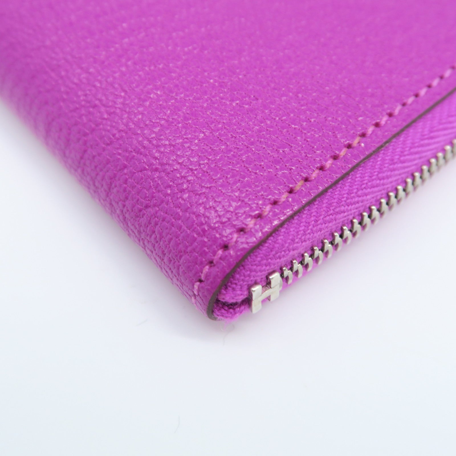 HERMES Chevre Leather Remix ID Silver Buckle Clutch Purple