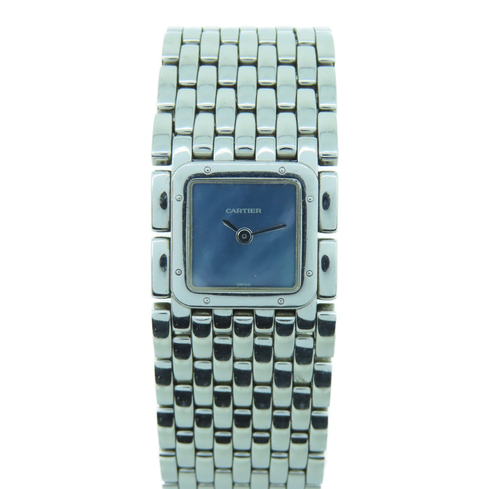 CARTIER Panthere Ruban不鏽鋼手錶石英機芯藍色