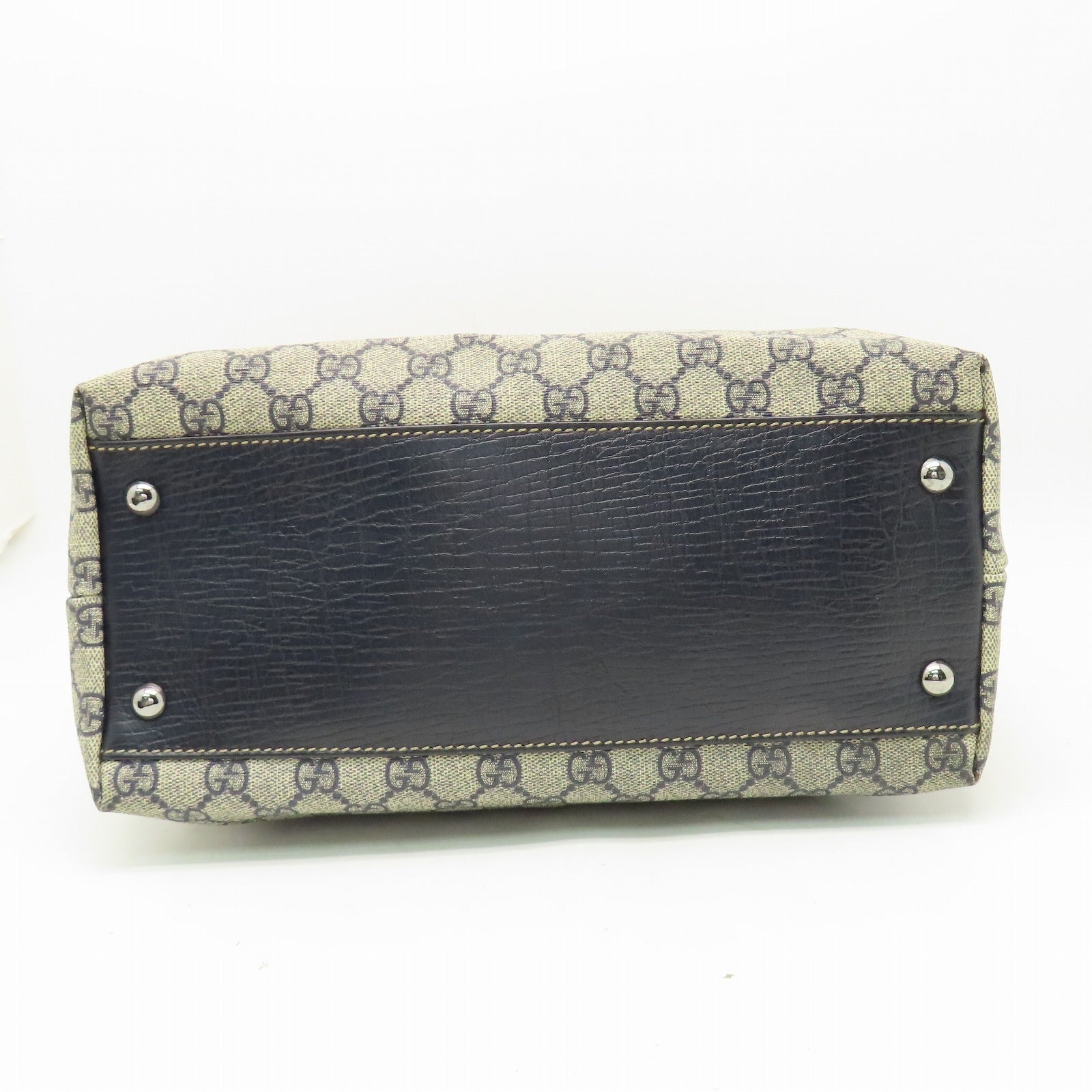 GUCCI 塗層帆布Hand Bag銀扣肩背袋啡色/藍色
