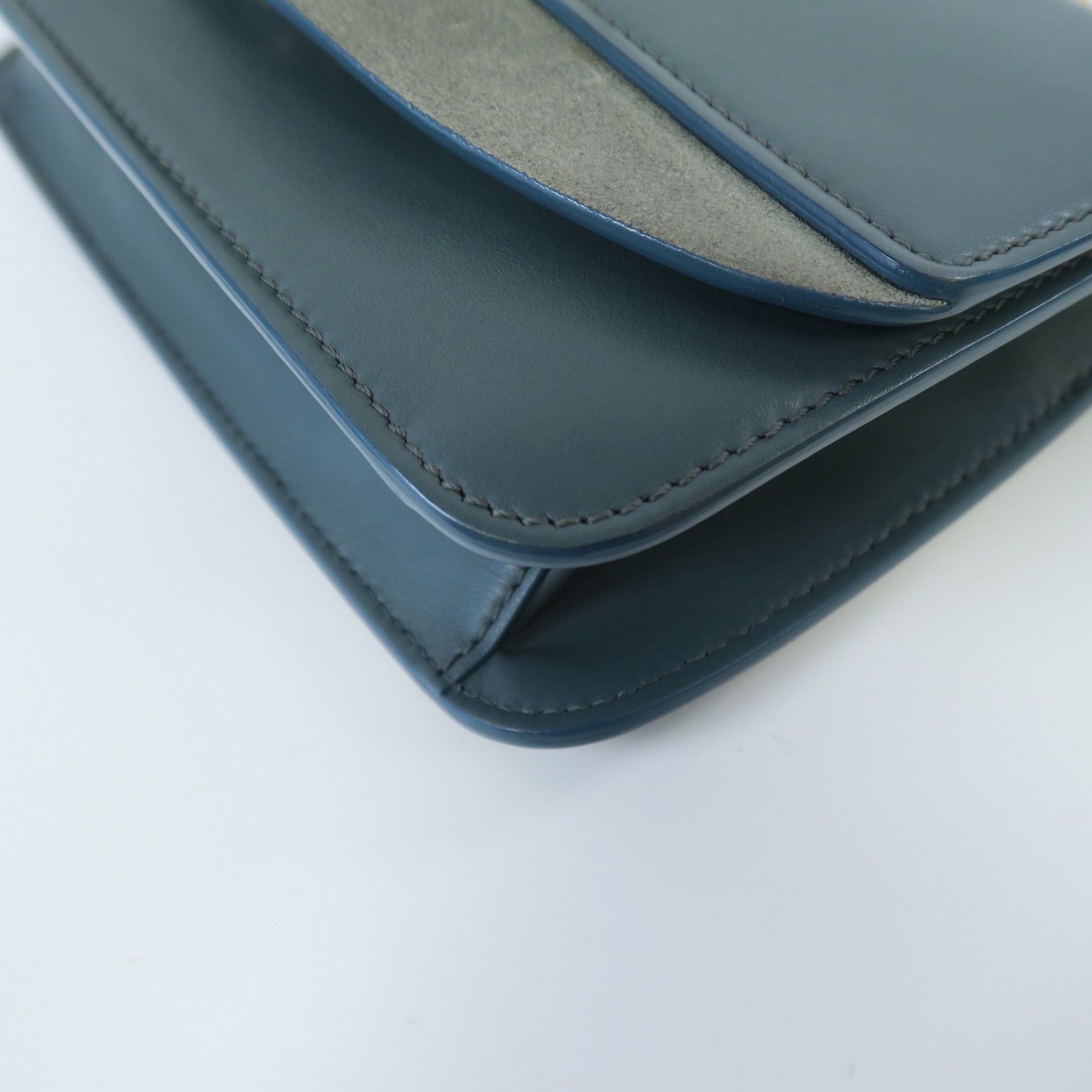 Chloe 牛皮皮革Shoulder Bag金扣肩背袋藍色