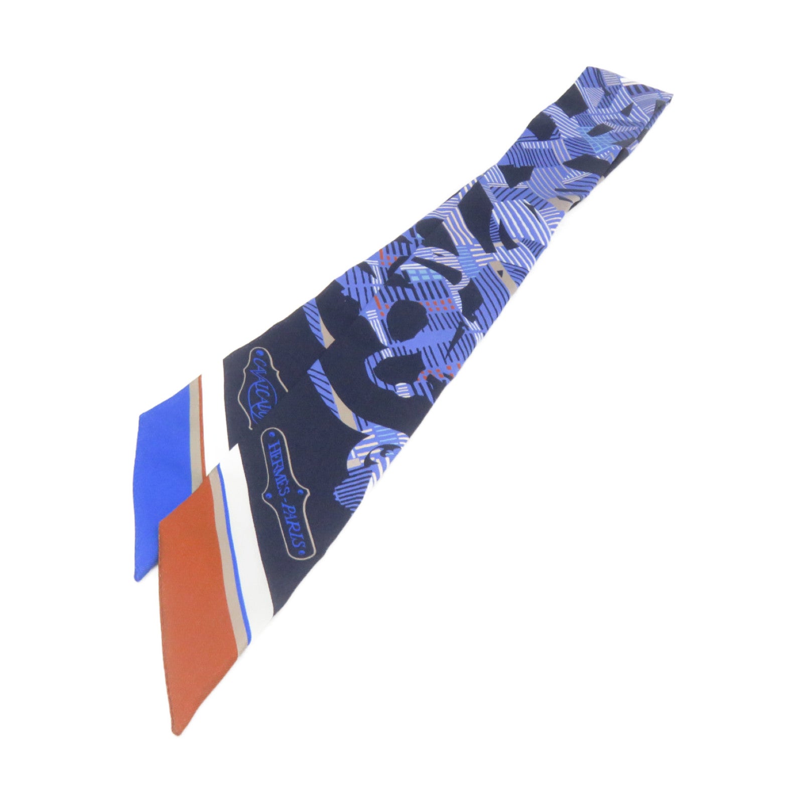 HERMES 絲質Twilly Scarf絲巾藍色/彩色