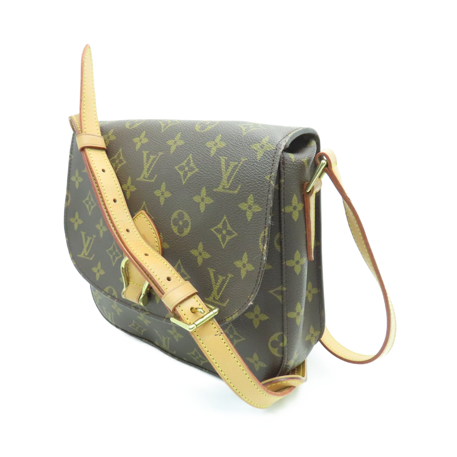 LOUIS VUITTON Monogram Saint Cloud Gold Buckle Shoulder Bag Brown