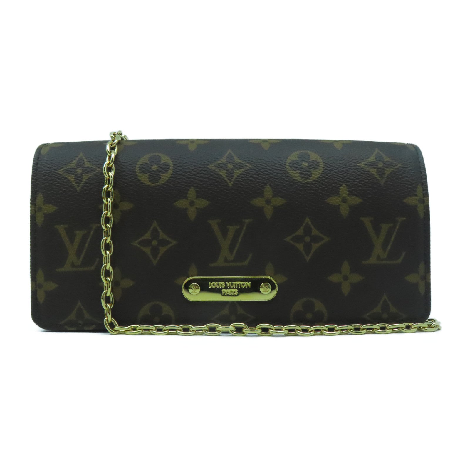 LOUIS VUITTON Monogram Wallet On Chain Lily金扣鏈帶肩背袋啡色