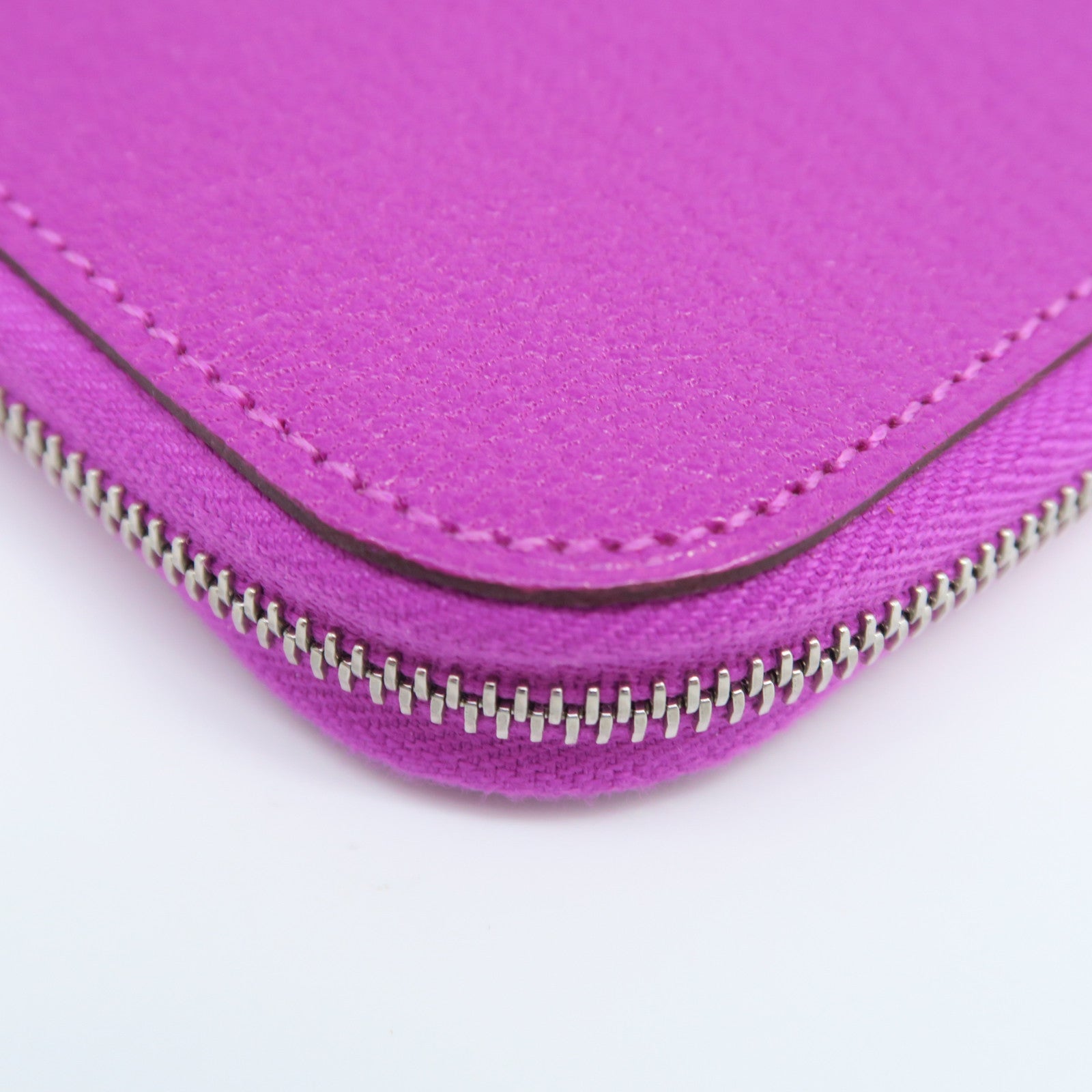 HERMES Chevre Leather Remix ID Silver Buckle Clutch Purple