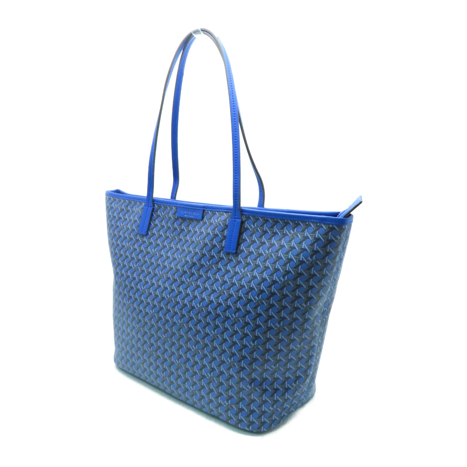 Tory Burch 塗層帆布Tote Bag金扣肩背袋藍色