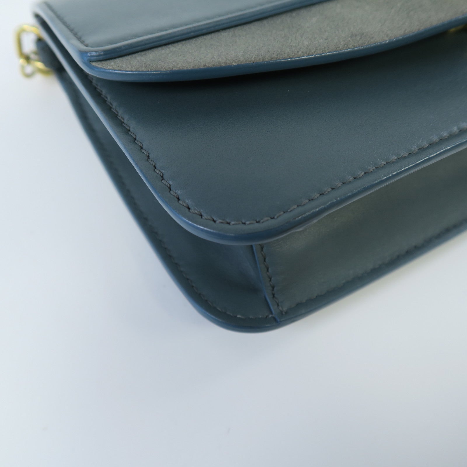 Chloe 牛皮皮革Shoulder Bag金扣肩背袋藍色