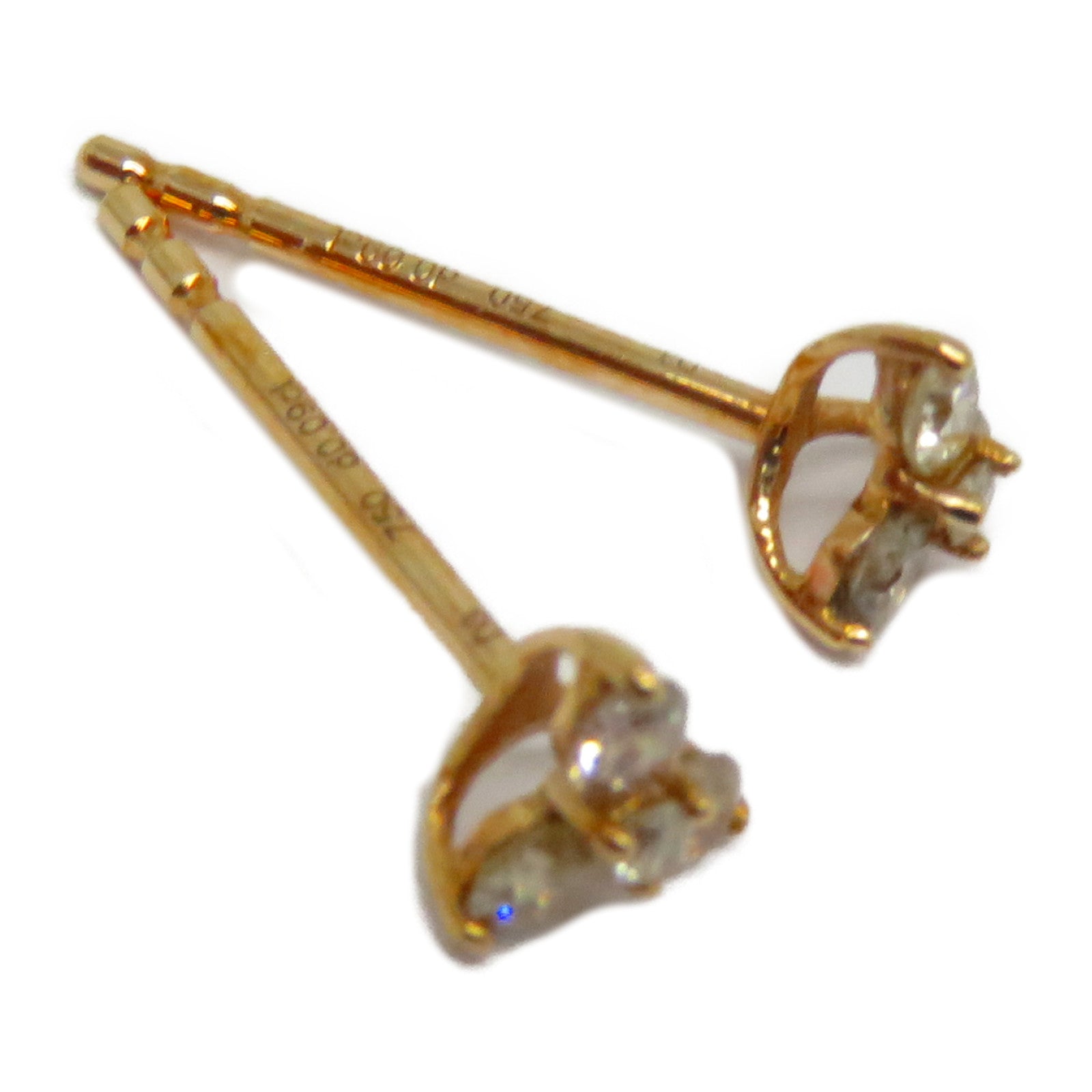 JEWELRY 18K玫瑰金Diamond Earrings 0.18ct鑽石耳環銀色/粉金色