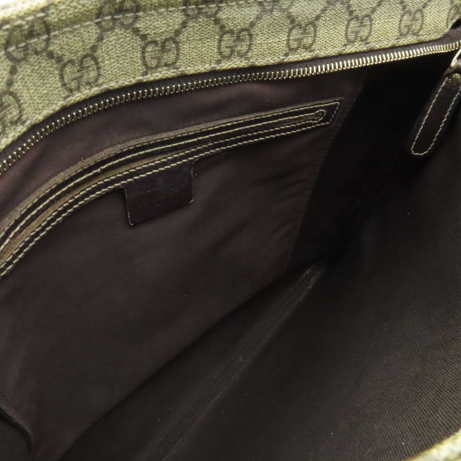 GUCCI 塗層帆布Shoulder Bag金扣肩背袋棕色