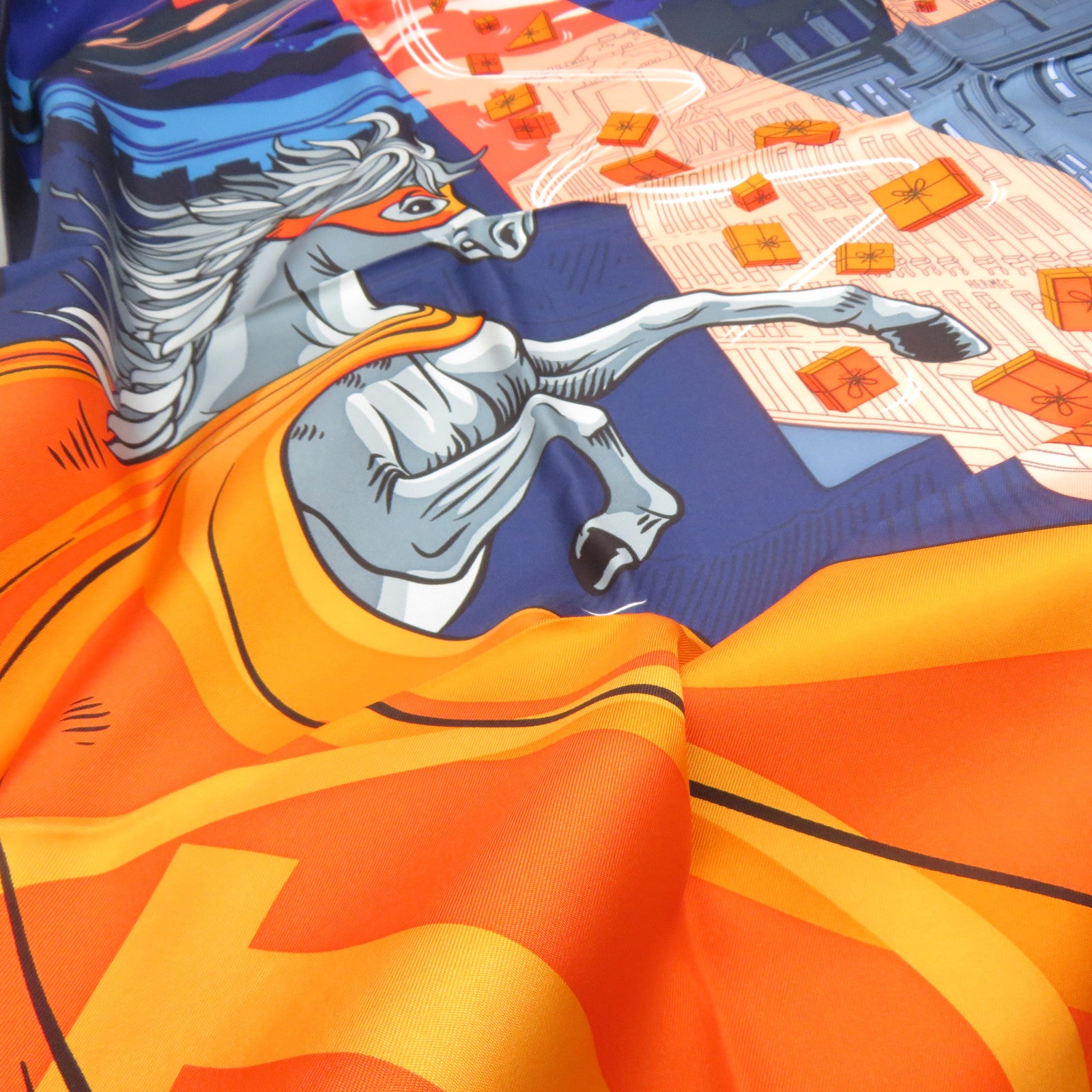 HERMES 絲質Scarf絲巾藍色