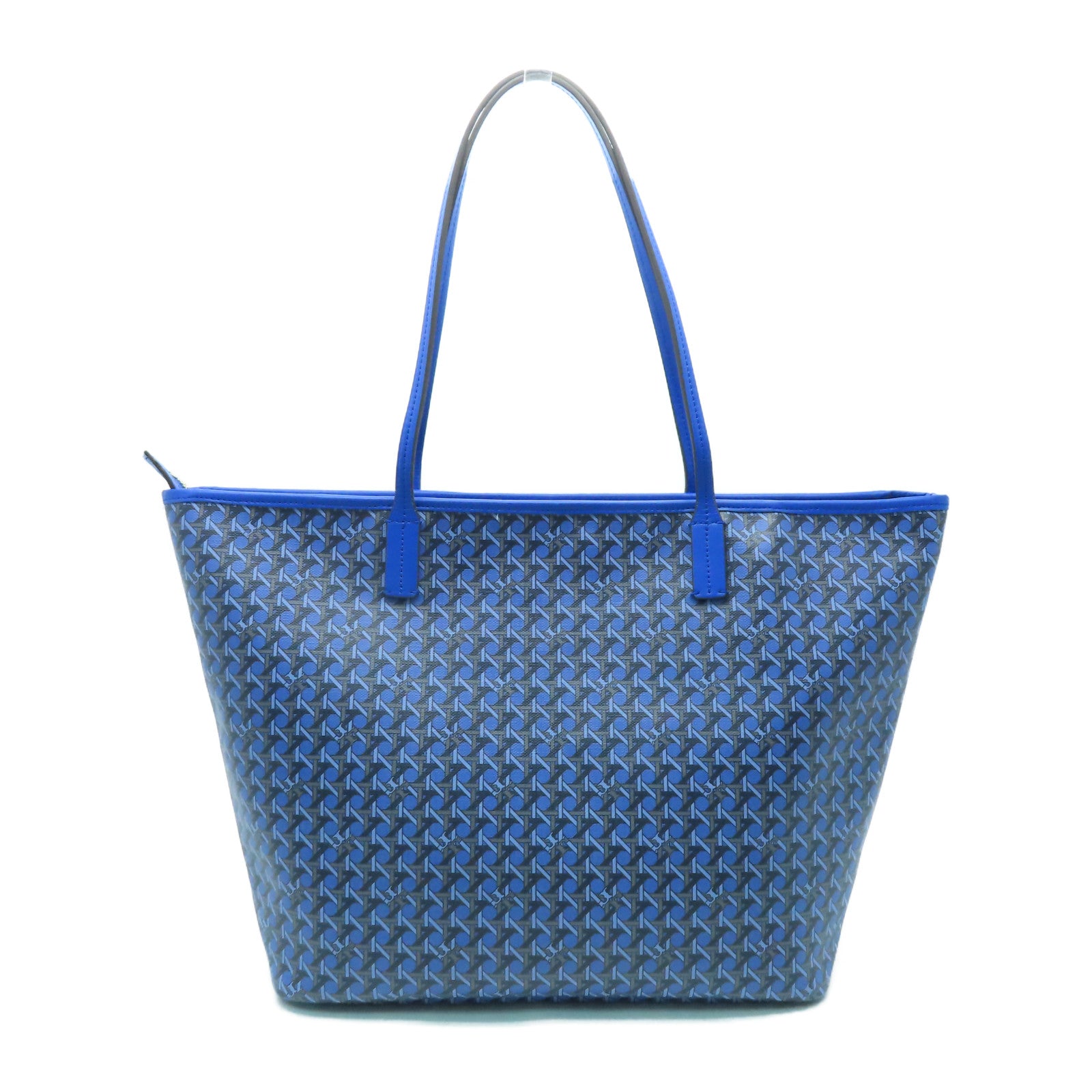 Tory Burch 塗層帆布Tote Bag金扣肩背袋藍色